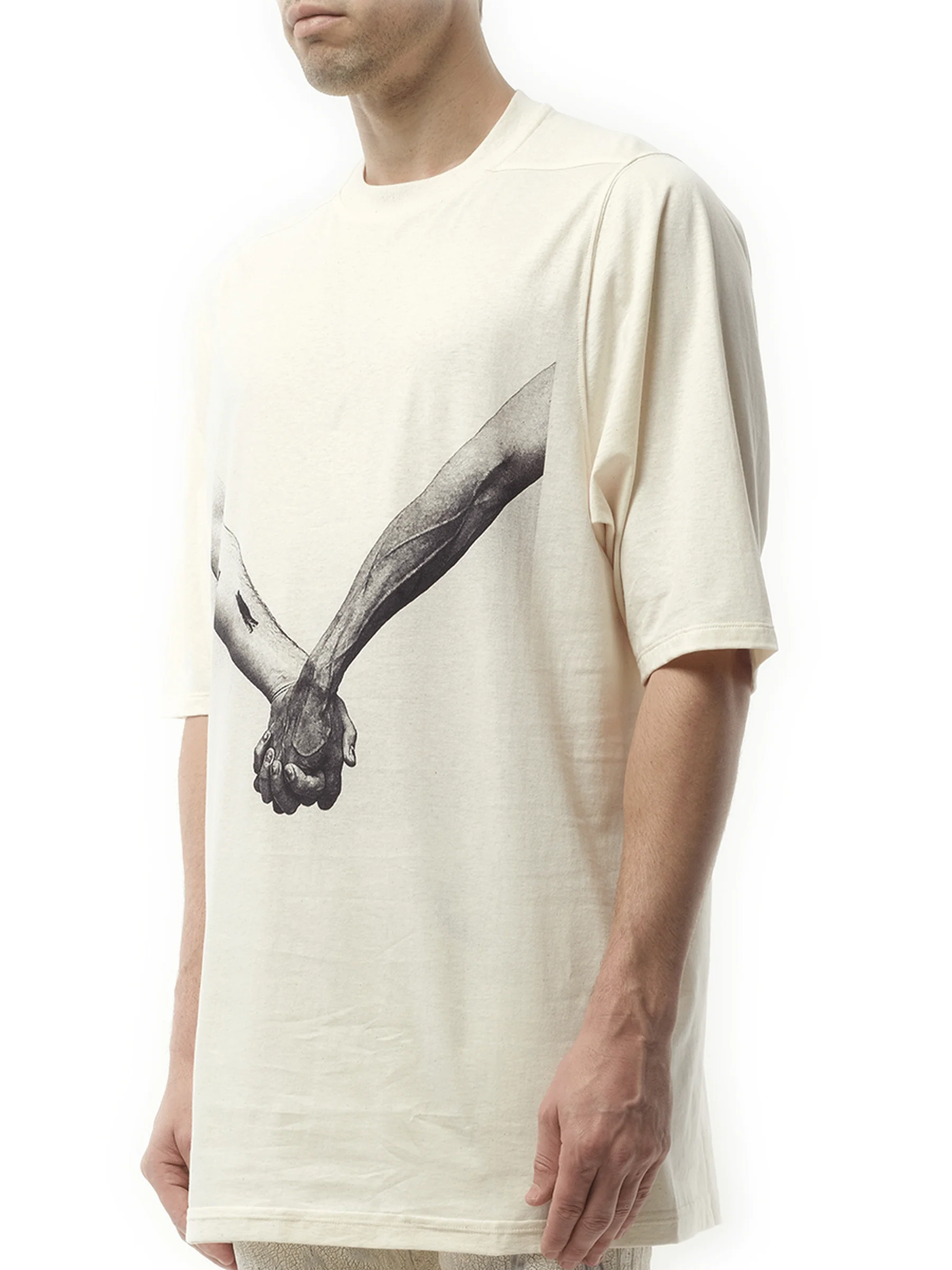 Jumbo SS "Holding Hands" T-Shirt in Natural/Black - Image 5