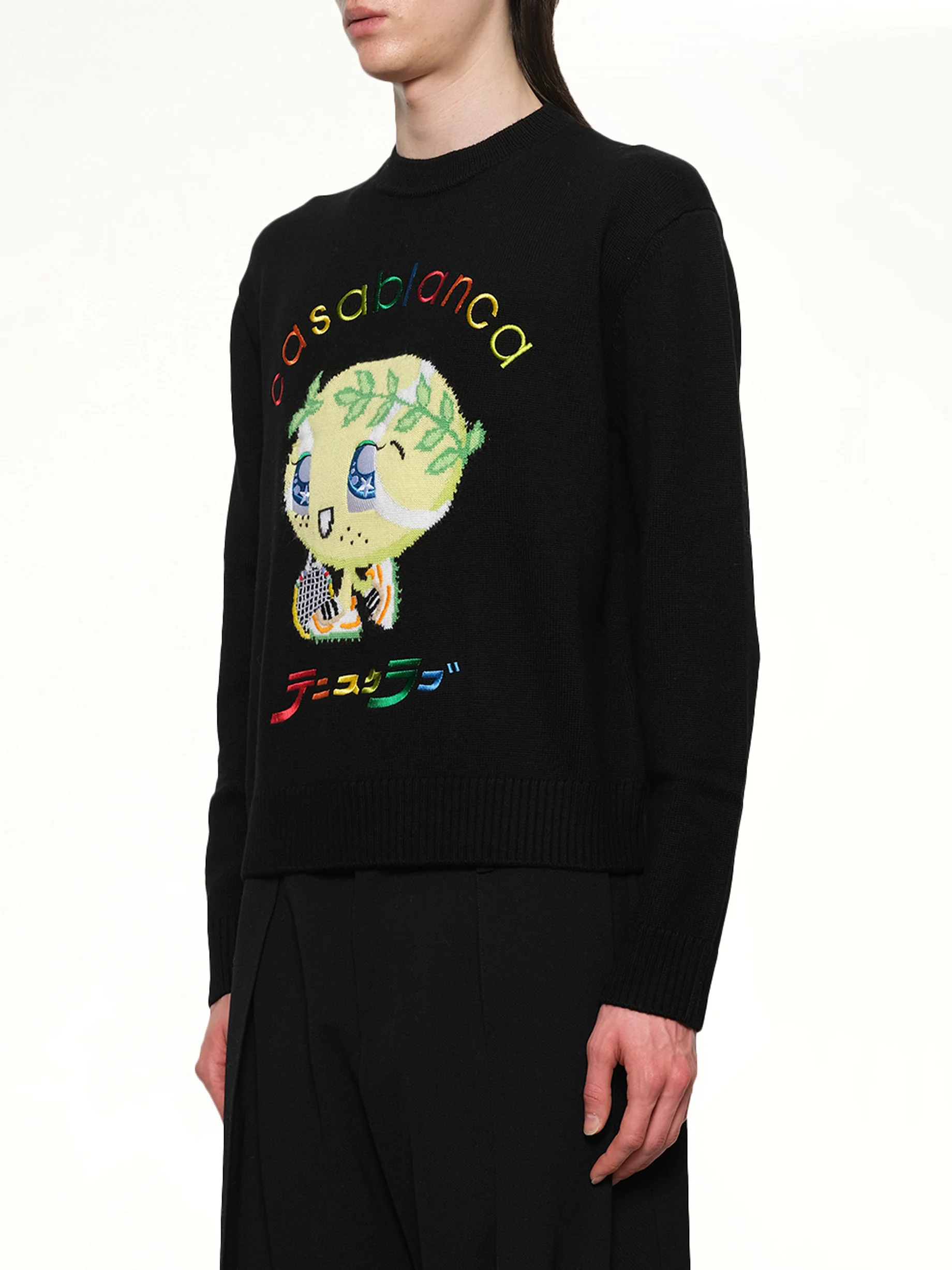 Kawaii Tennis Boy Knit Sweater in Black - Image 3