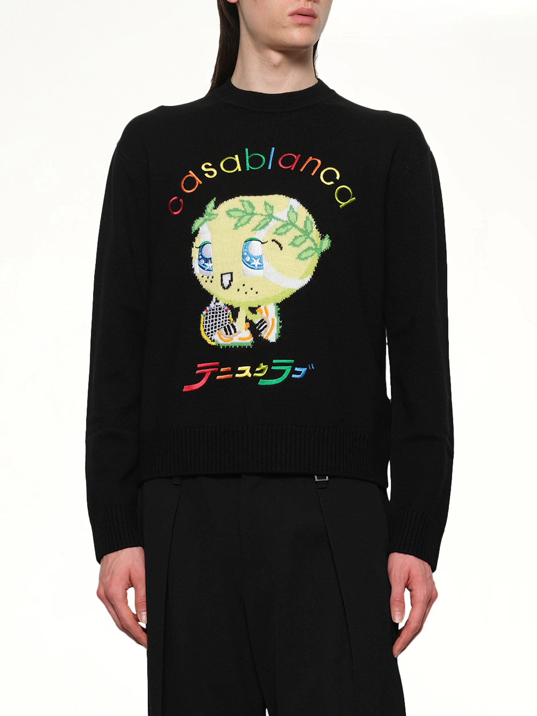 Kawaii Tennis Boy Knit Sweater in Black - Image 6
