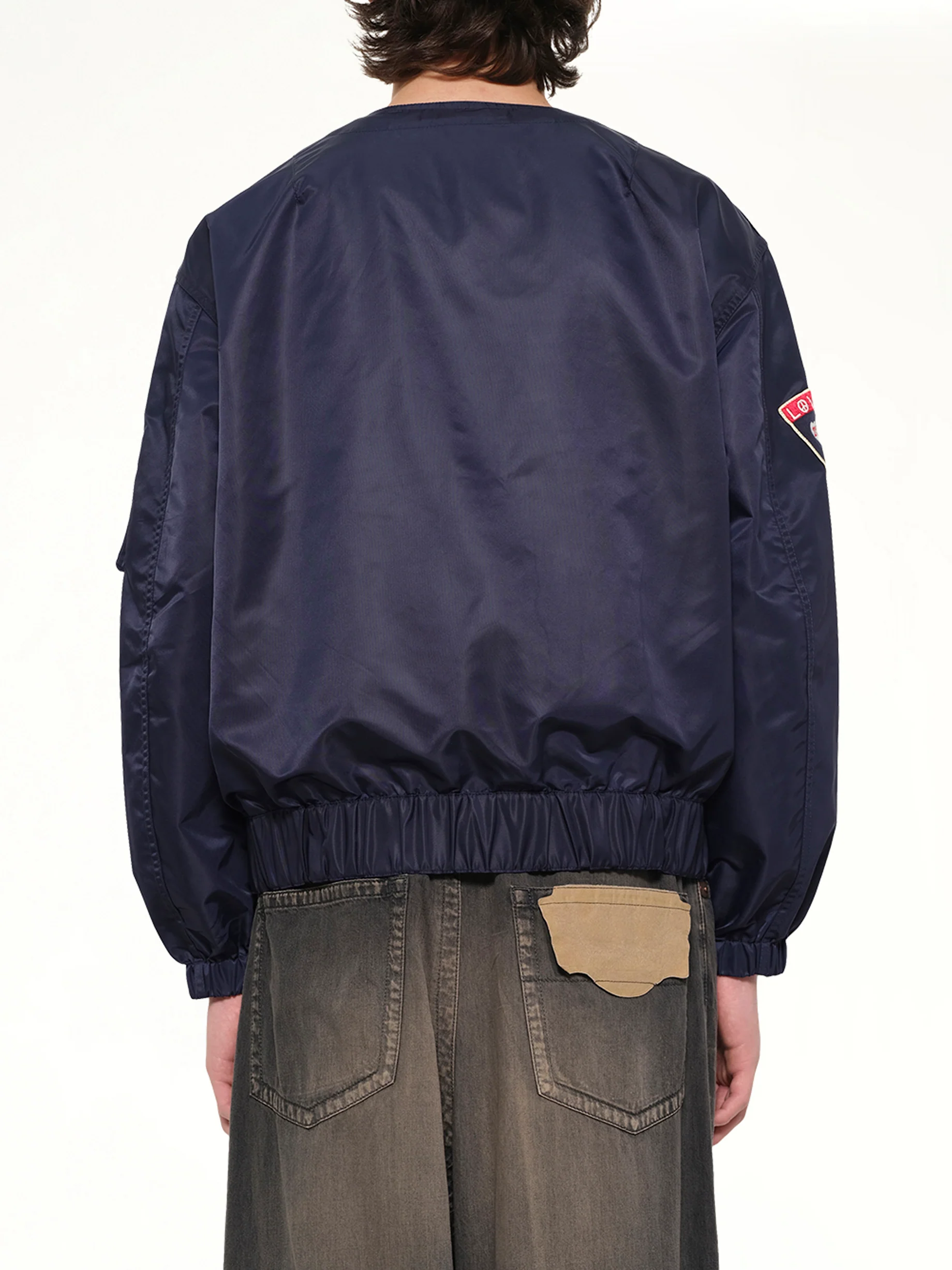 Kenzo Badges Collarless Bomber in Navy Blue - Image 5