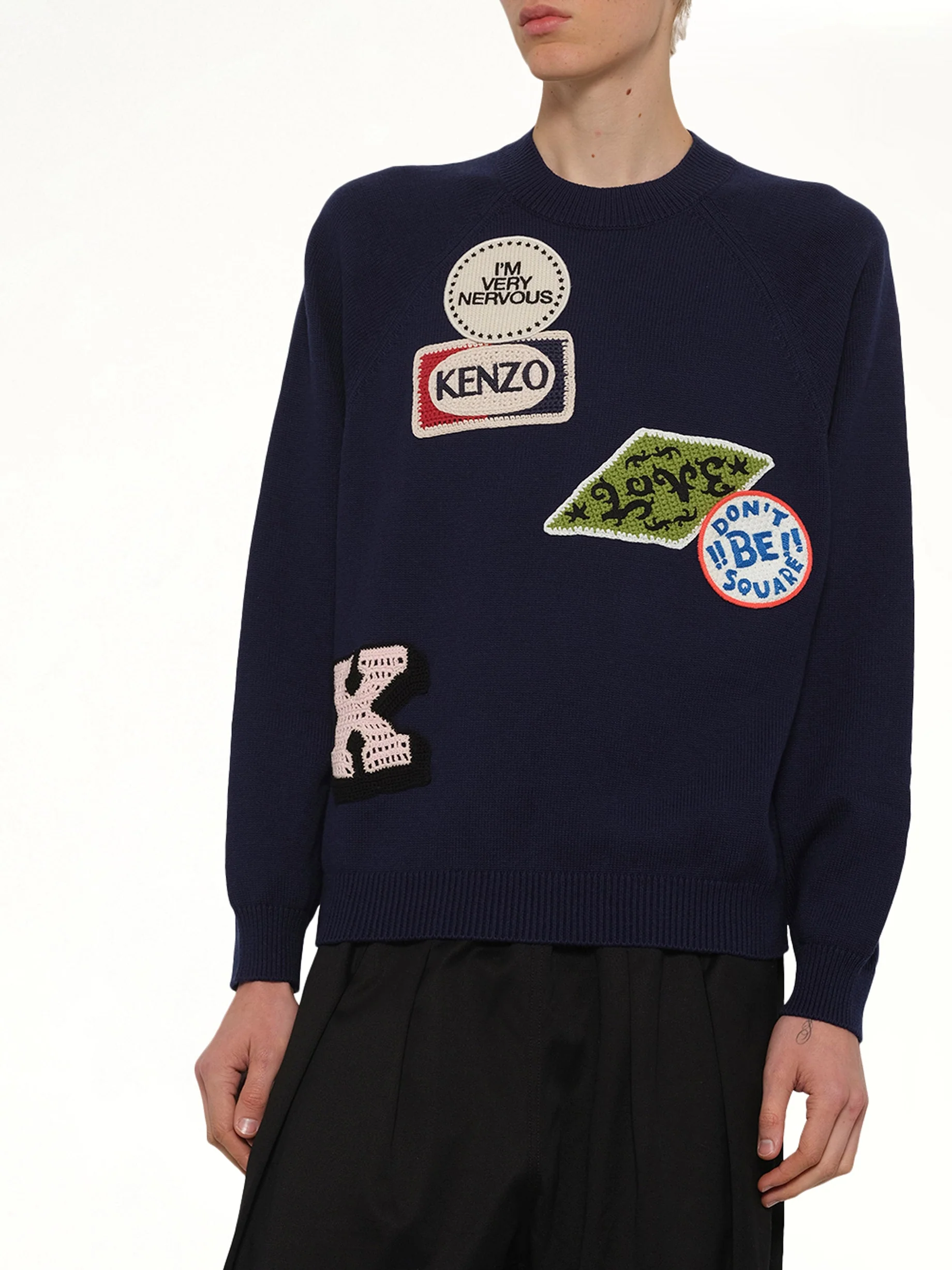 Kenzo Badges Jumper in Navy Blue - Image 6