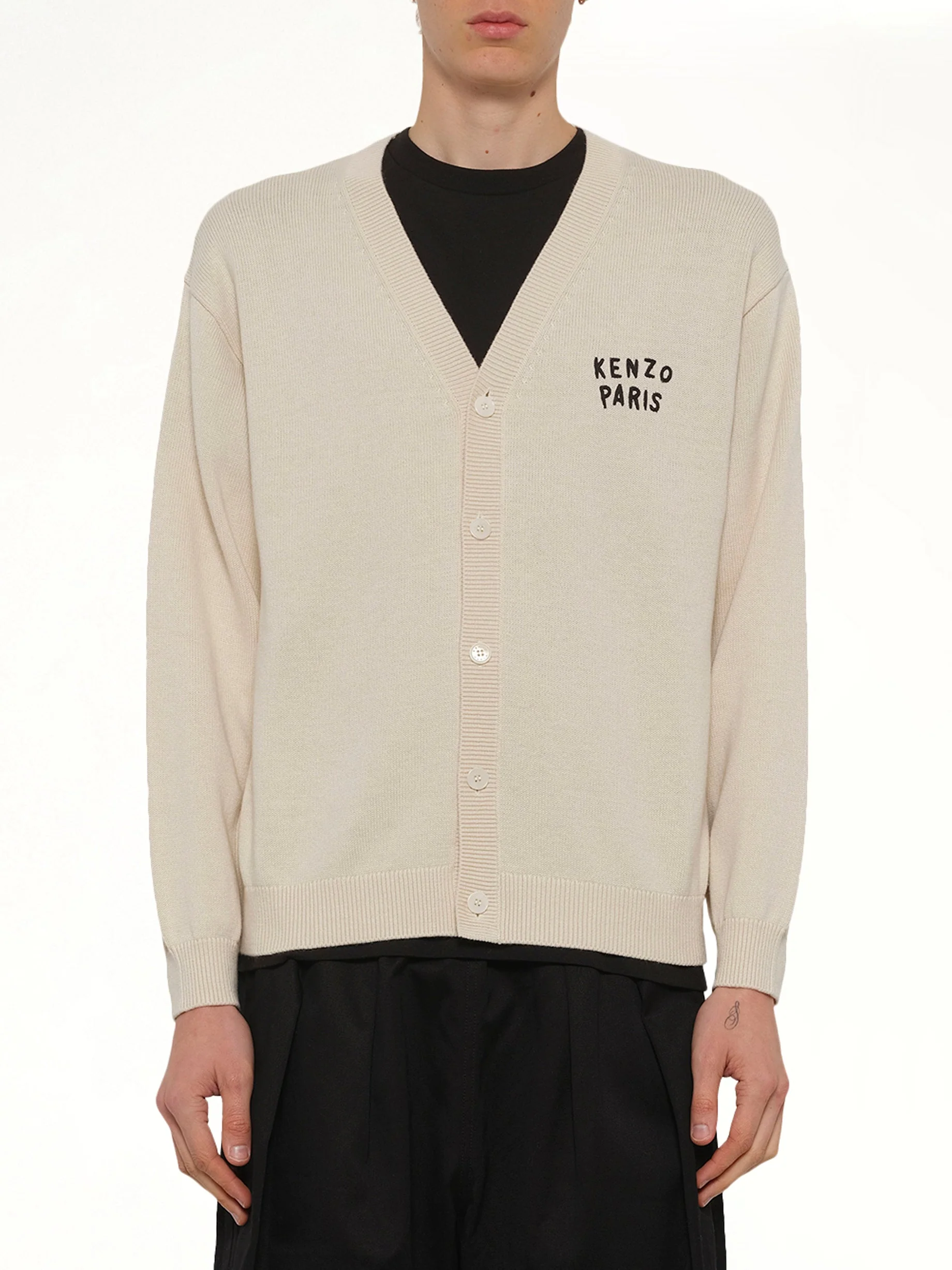 Kenzo Boke Heart Cardigan in Ecru