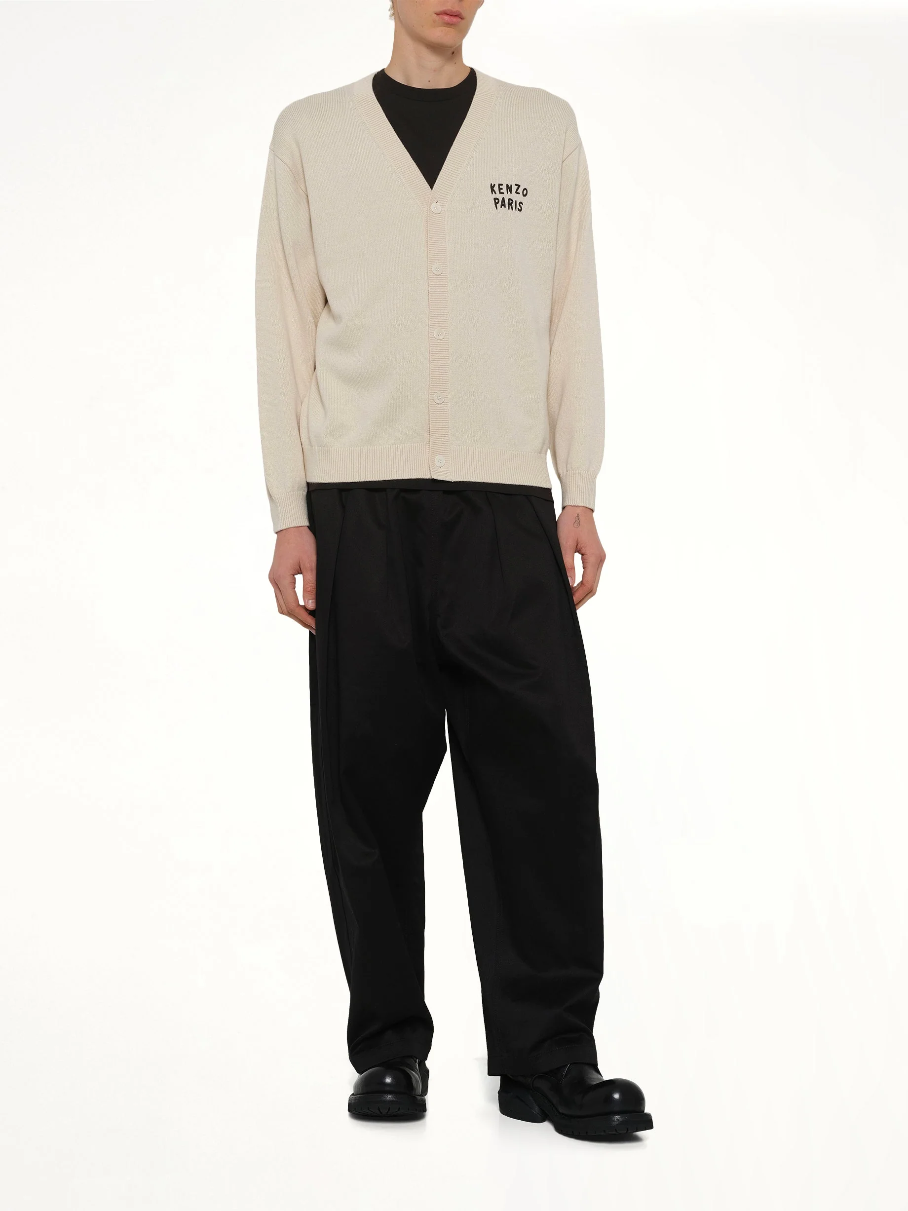 Kenzo Boke Heart Cardigan in Ecru - Image 4