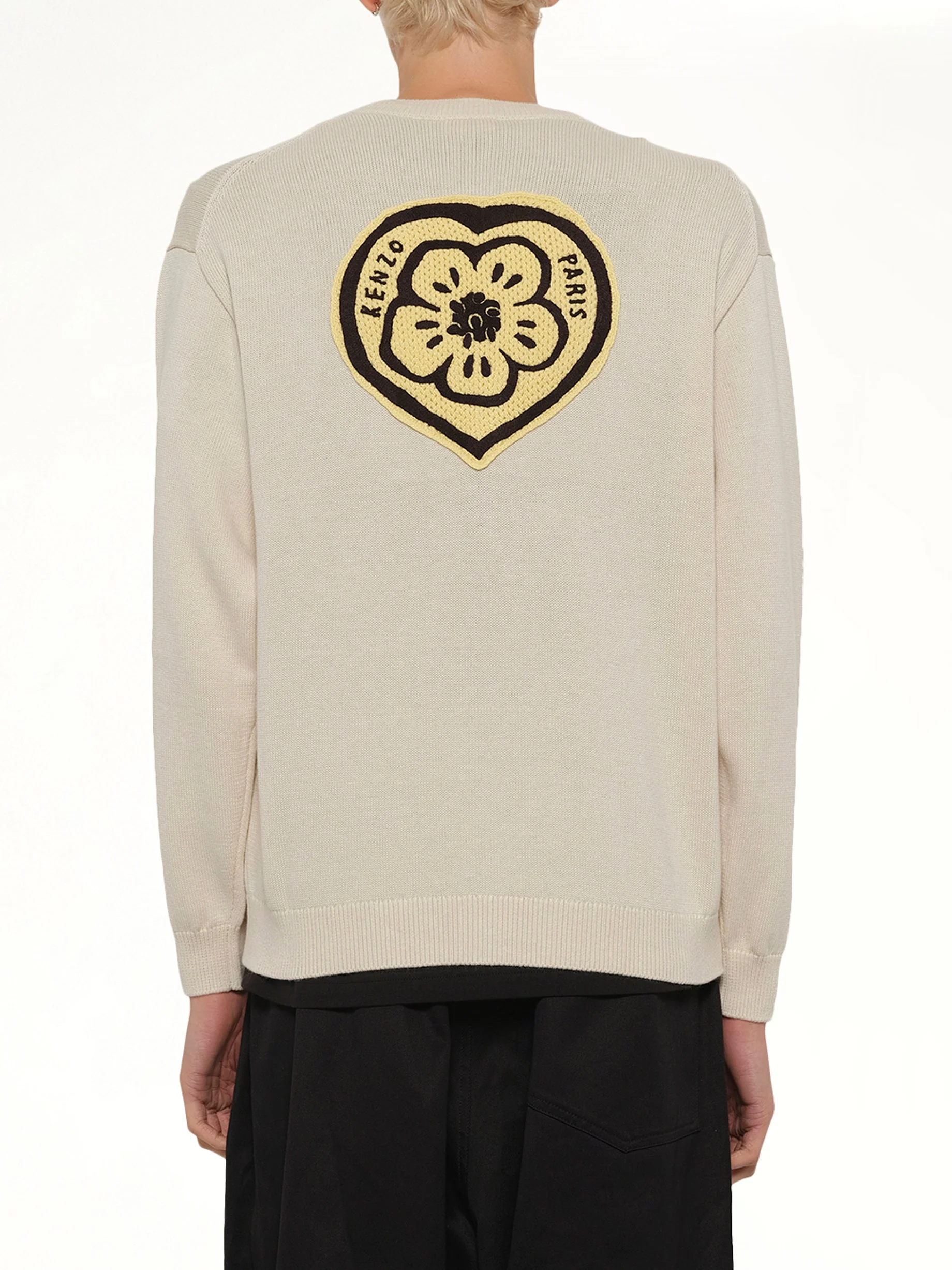 Kenzo Boke Heart Cardigan in Ecru - Image 5