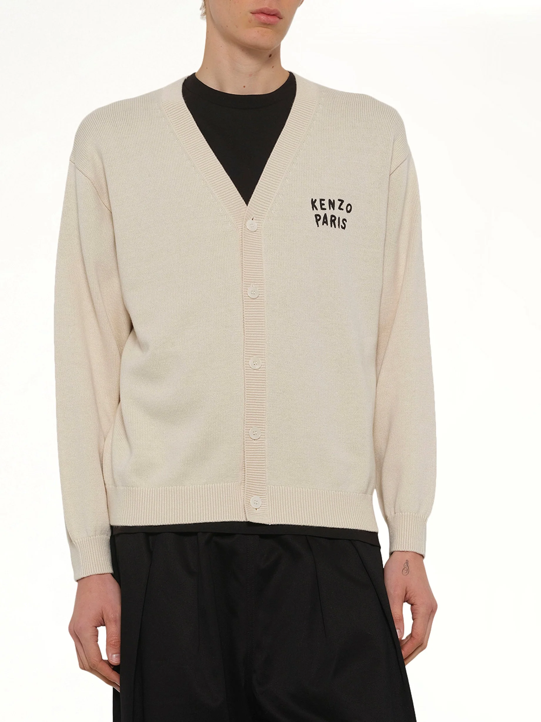Kenzo Boke Heart Cardigan in Ecru - Image 6