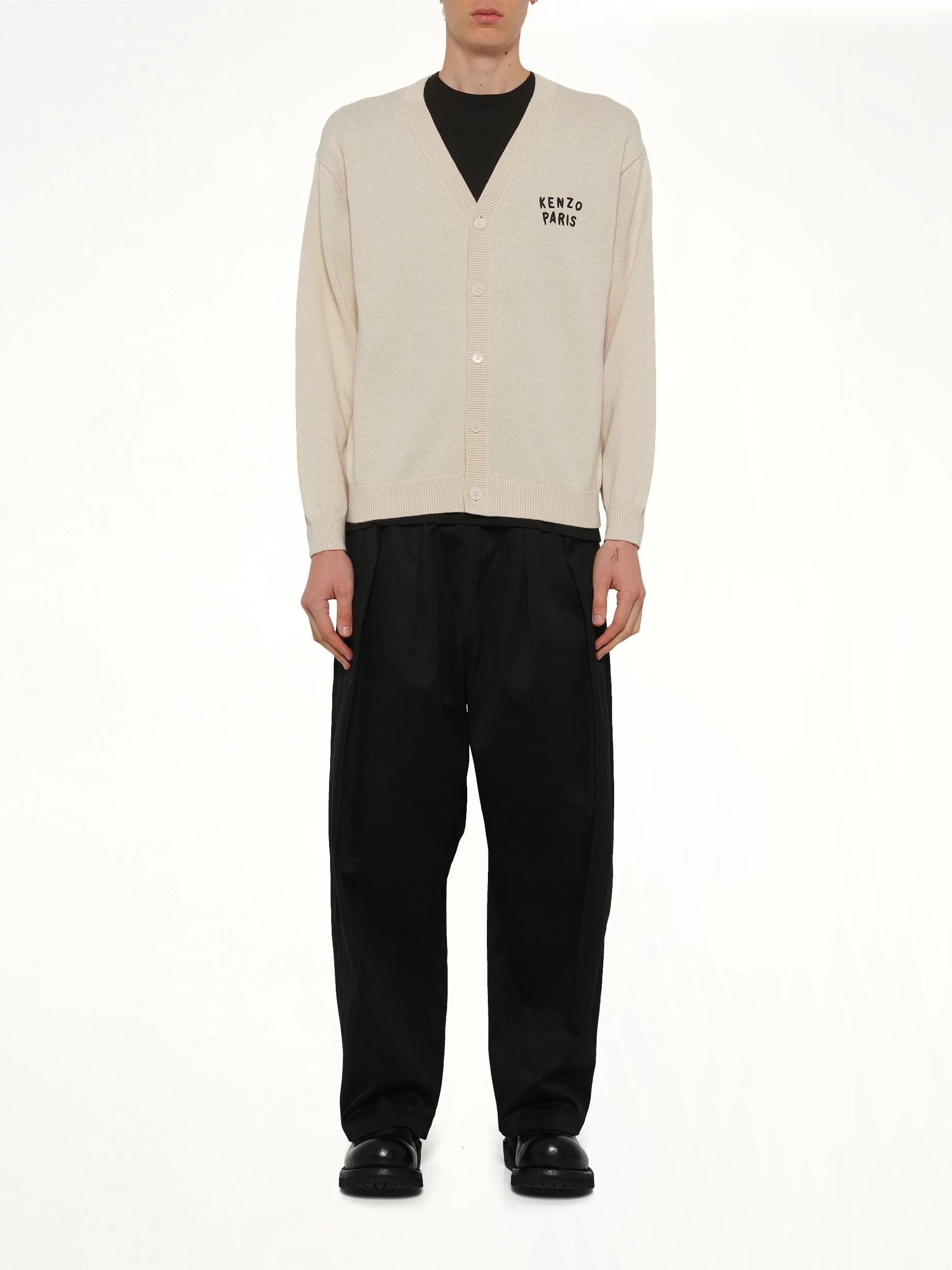 Kenzo Boke Heart Cardigan in Ecru - Image 7