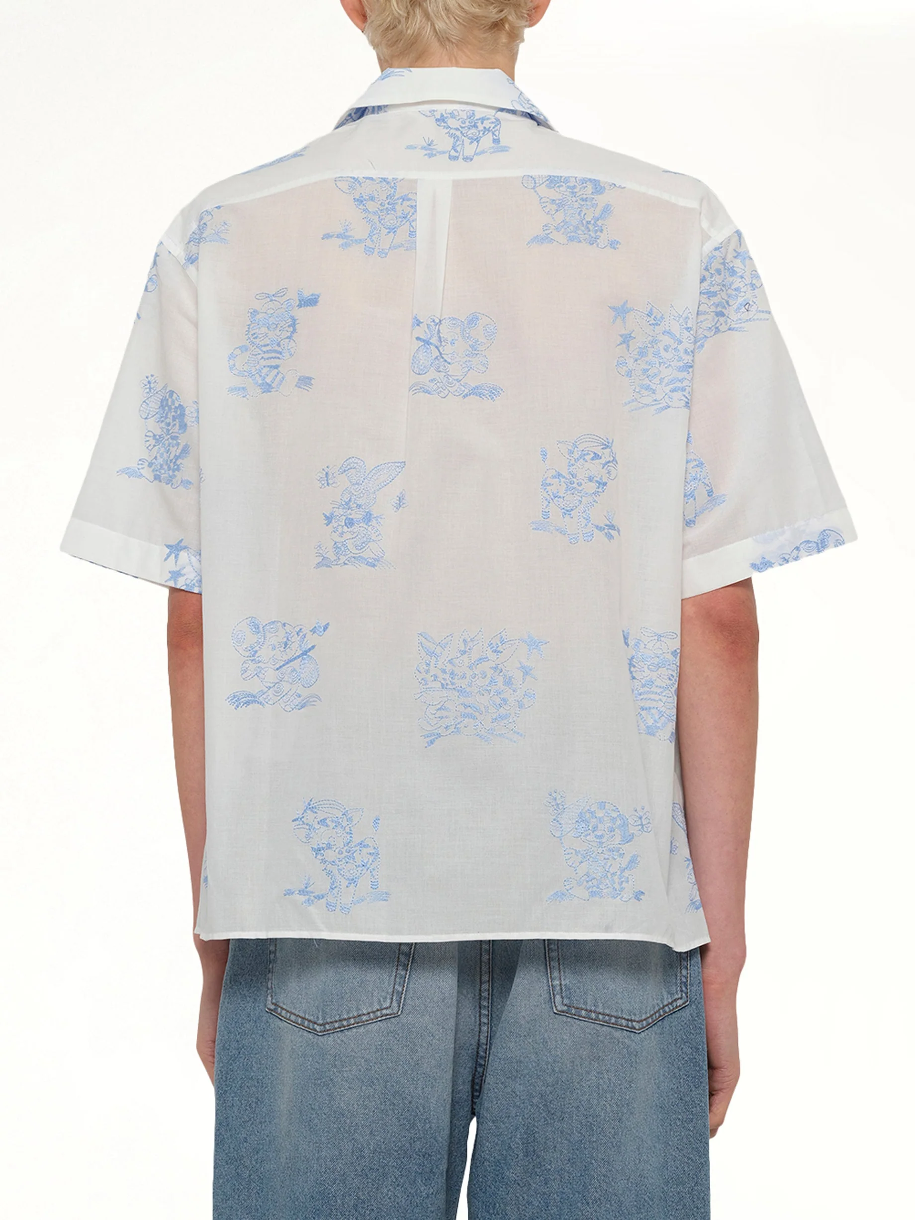 Kenzo Cartoon Hawaiian Short Sleeve Shirt in White - Image 5