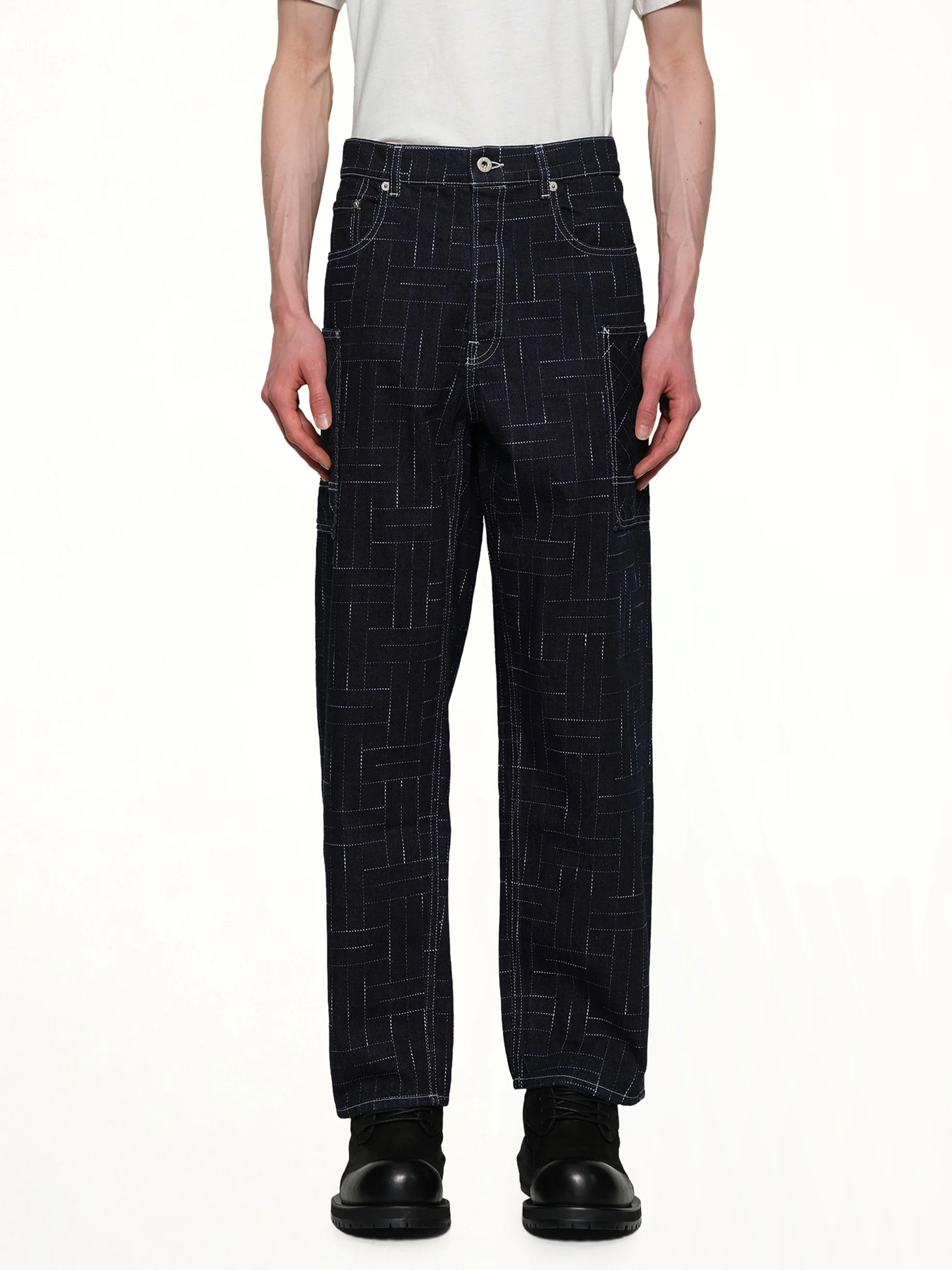 Kenzo Weave Cargo Monkey Fit Jeans in Rinse Blue Denim