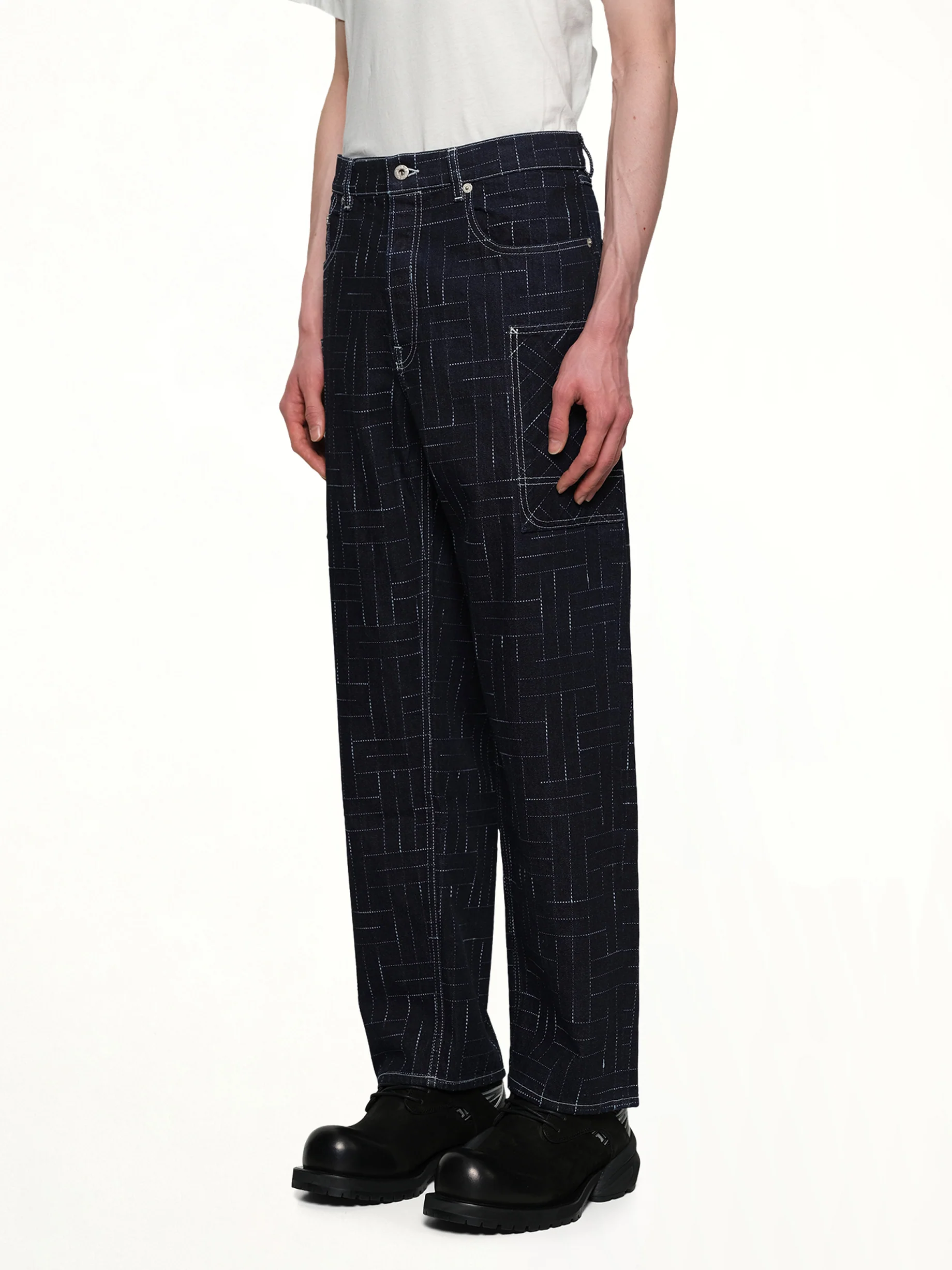 Kenzo Weave Cargo Monkey Fit Jeans in Rinse Blue Denim - Image 3