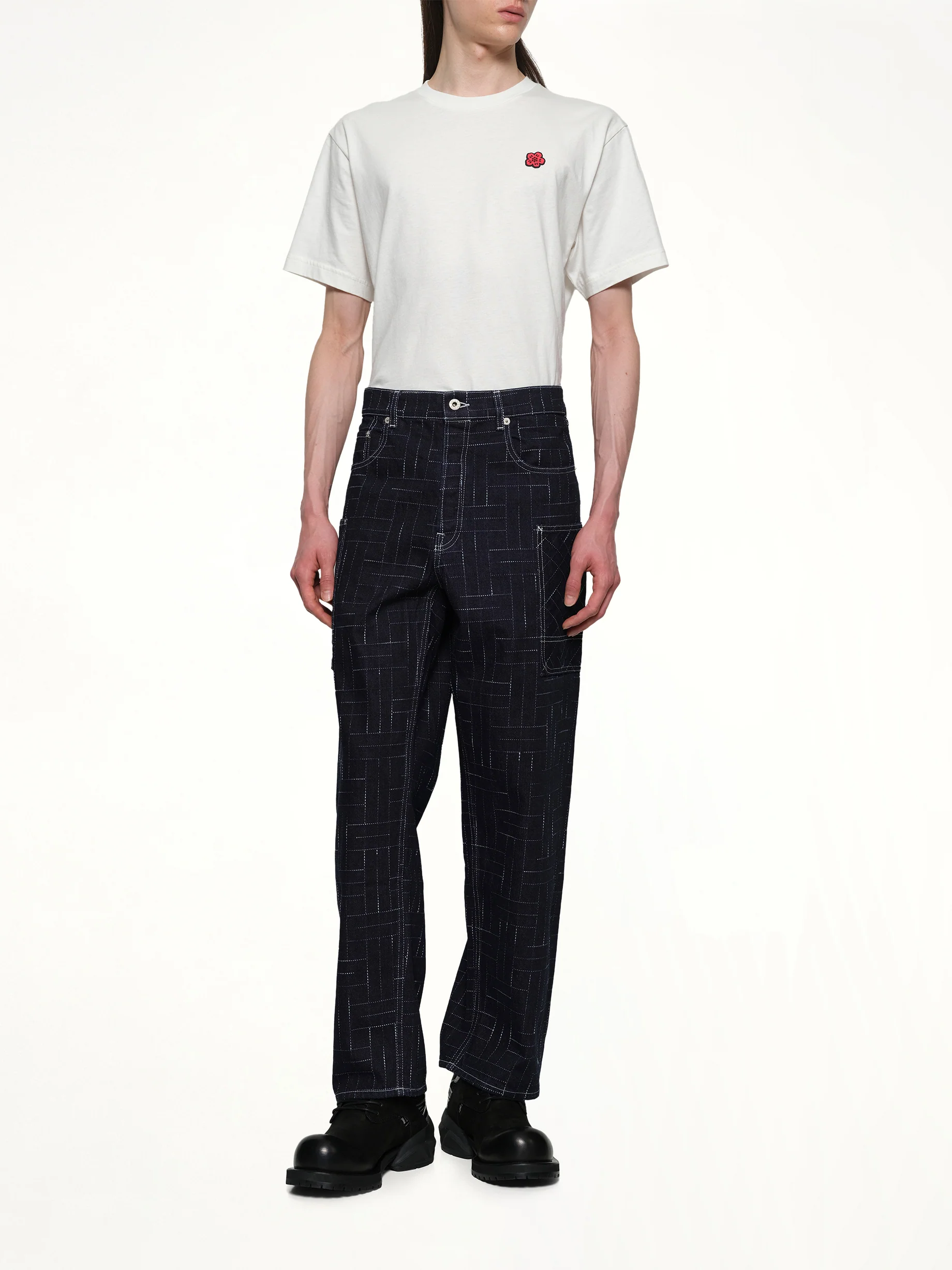 Kenzo Weave Cargo Monkey Fit Jeans in Rinse Blue Denim - Image 4