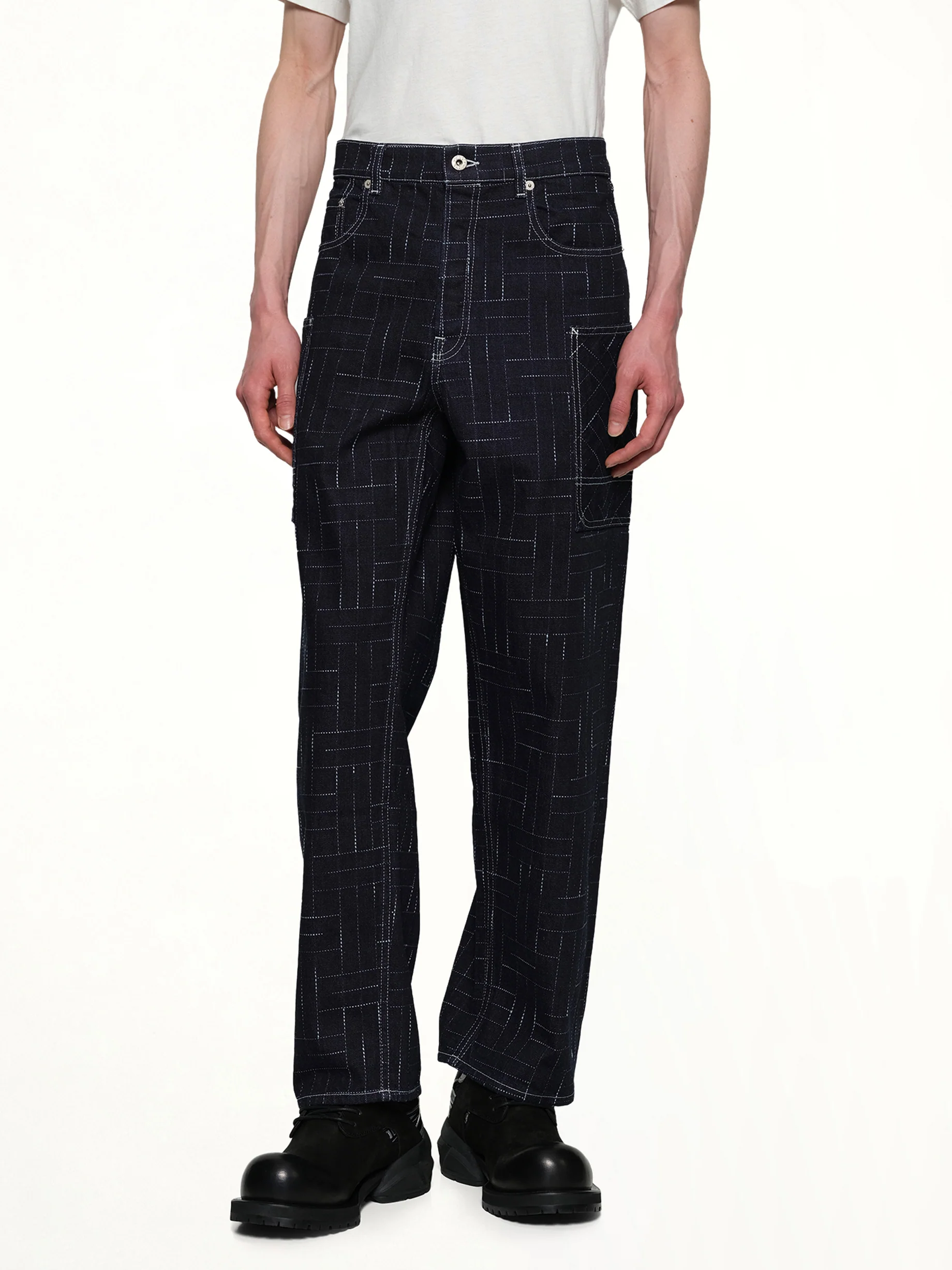 Kenzo Weave Cargo Monkey Fit Jeans in Rinse Blue Denim - Image 6