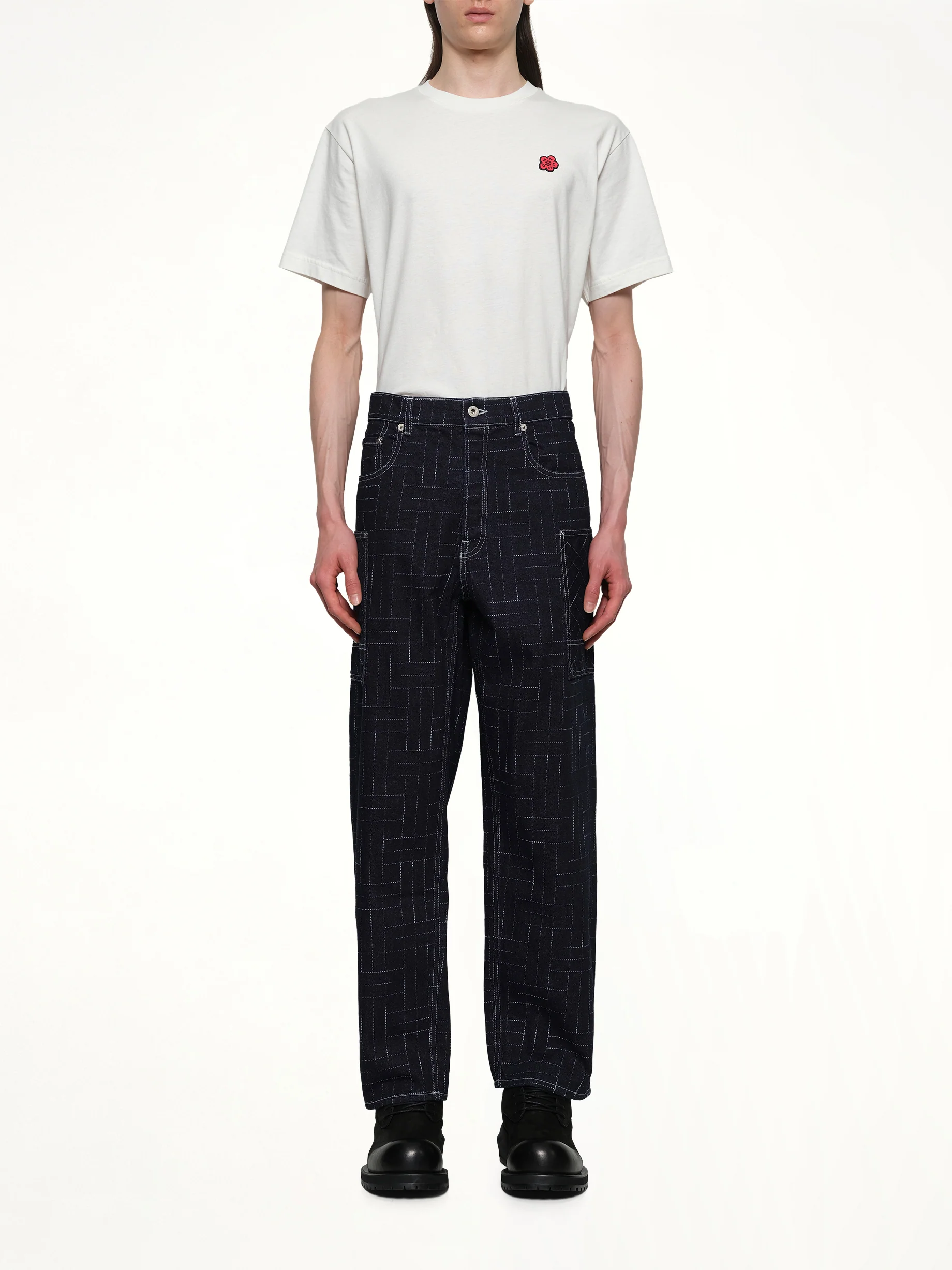 Kenzo Weave Cargo Monkey Fit Jeans in Rinse Blue Denim - Image 7
