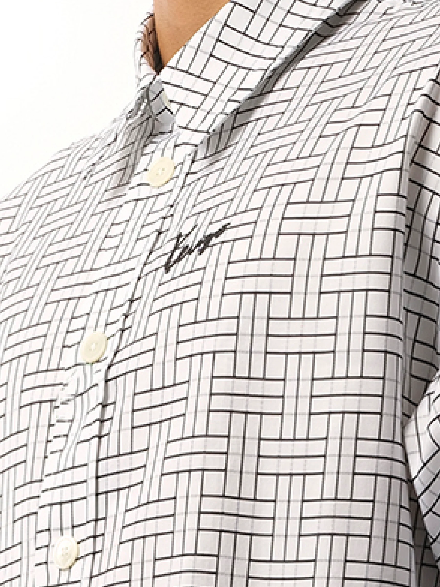 Kenzo Weave Oversized Shirt in White - Image 3