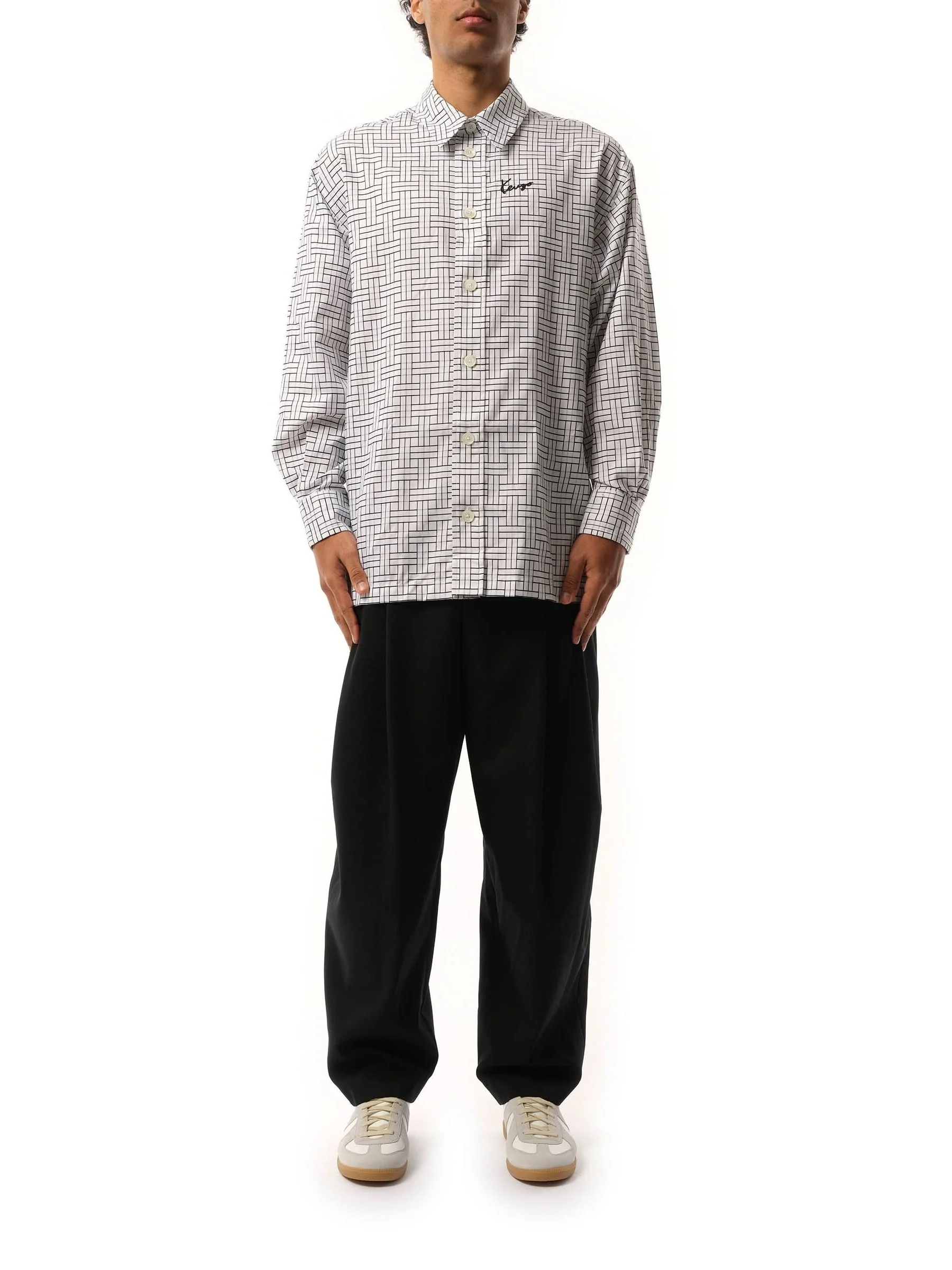 Kenzo Weave Oversized Shirt in White - Image 4