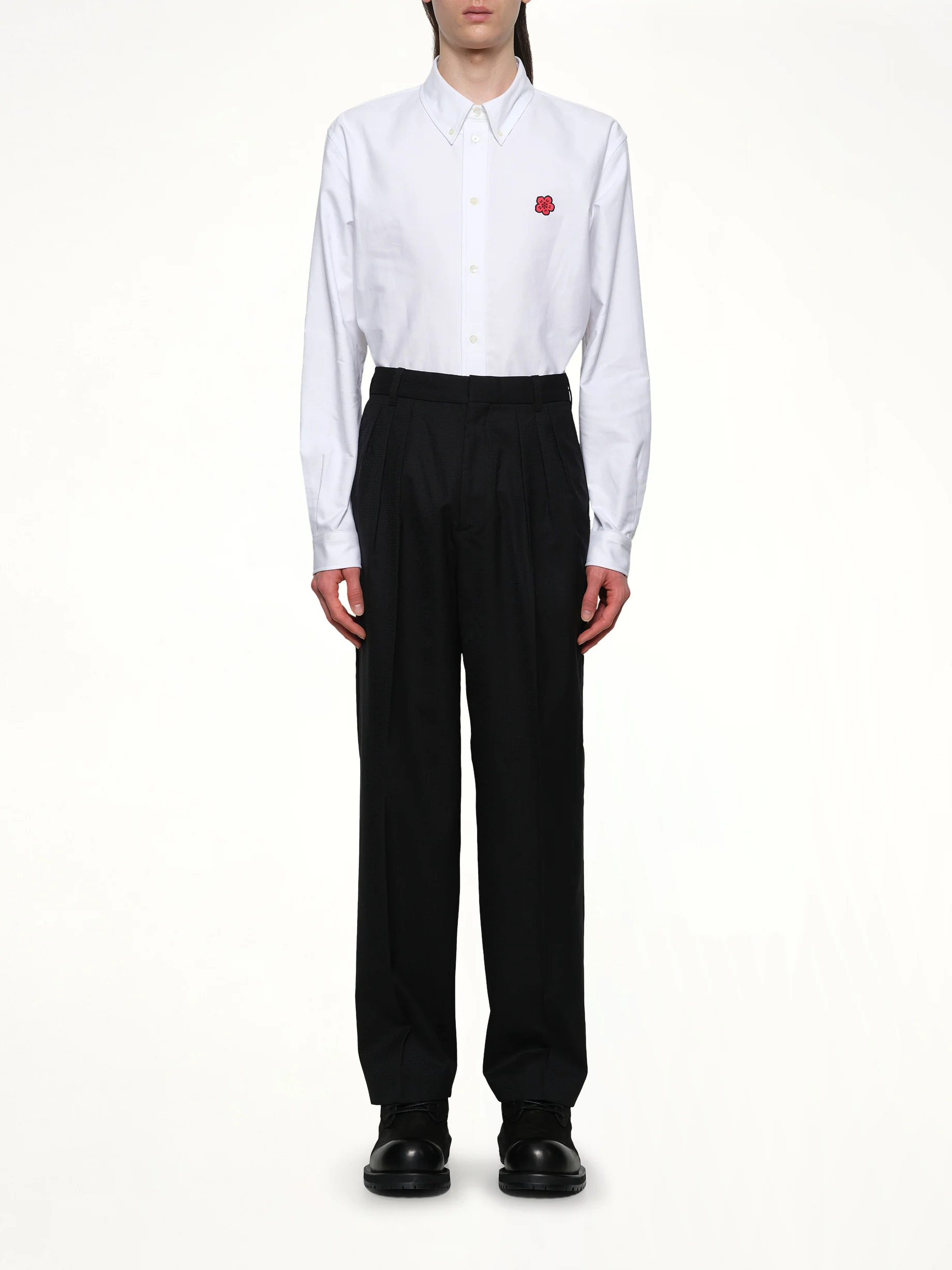Kenzo Weave Pleated Tailored Pant in Black - Image 7