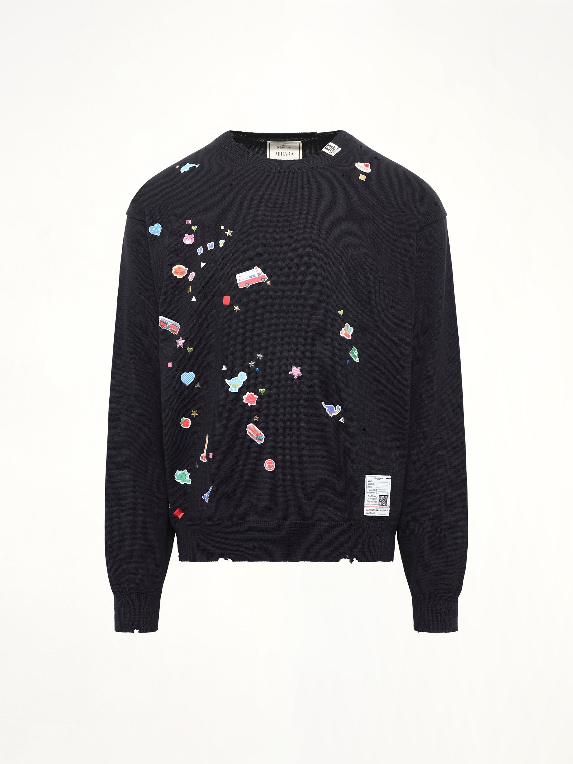 Kids Sticker Knit Pullover in Black - Image 2