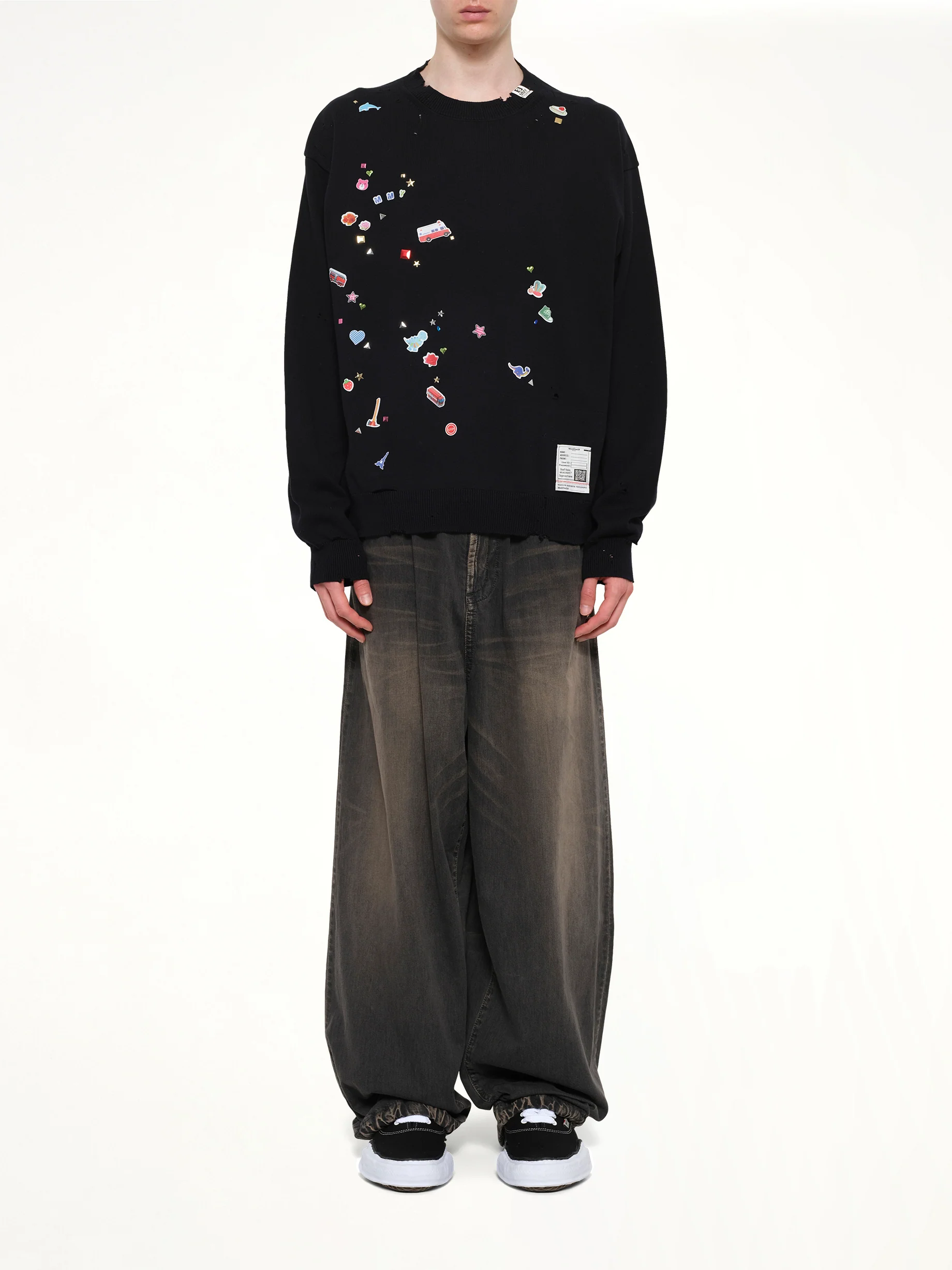 Kids Sticker Knit Pullover in Black - Image 7