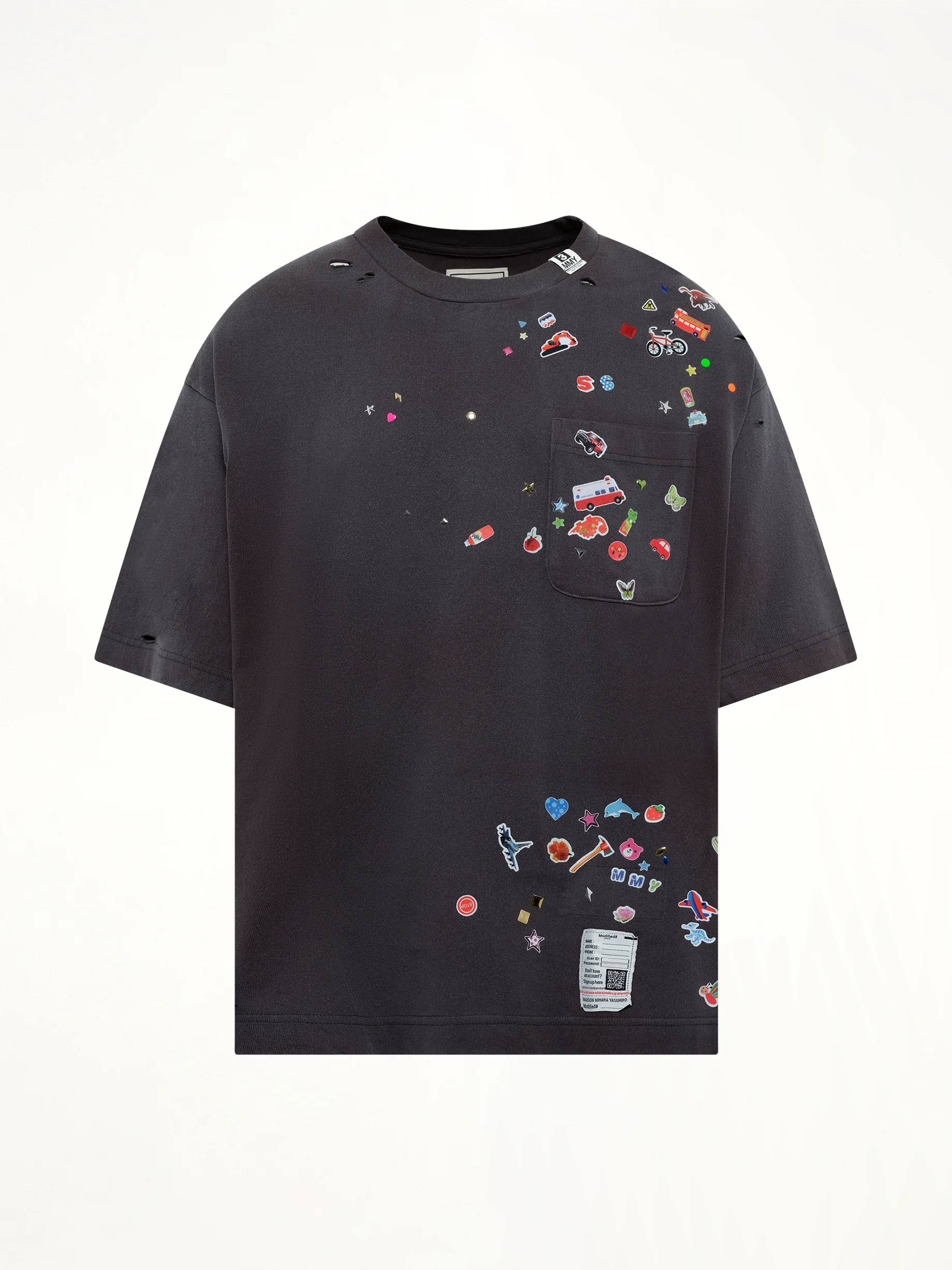 Kids Sticker T-Shirt in Black - Image 2