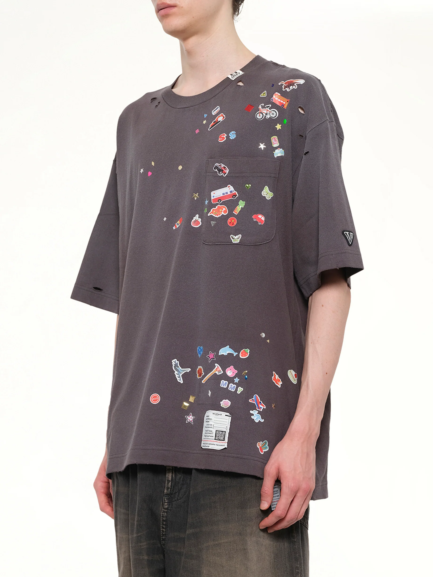 Kids Sticker T-Shirt in Black - Image 3