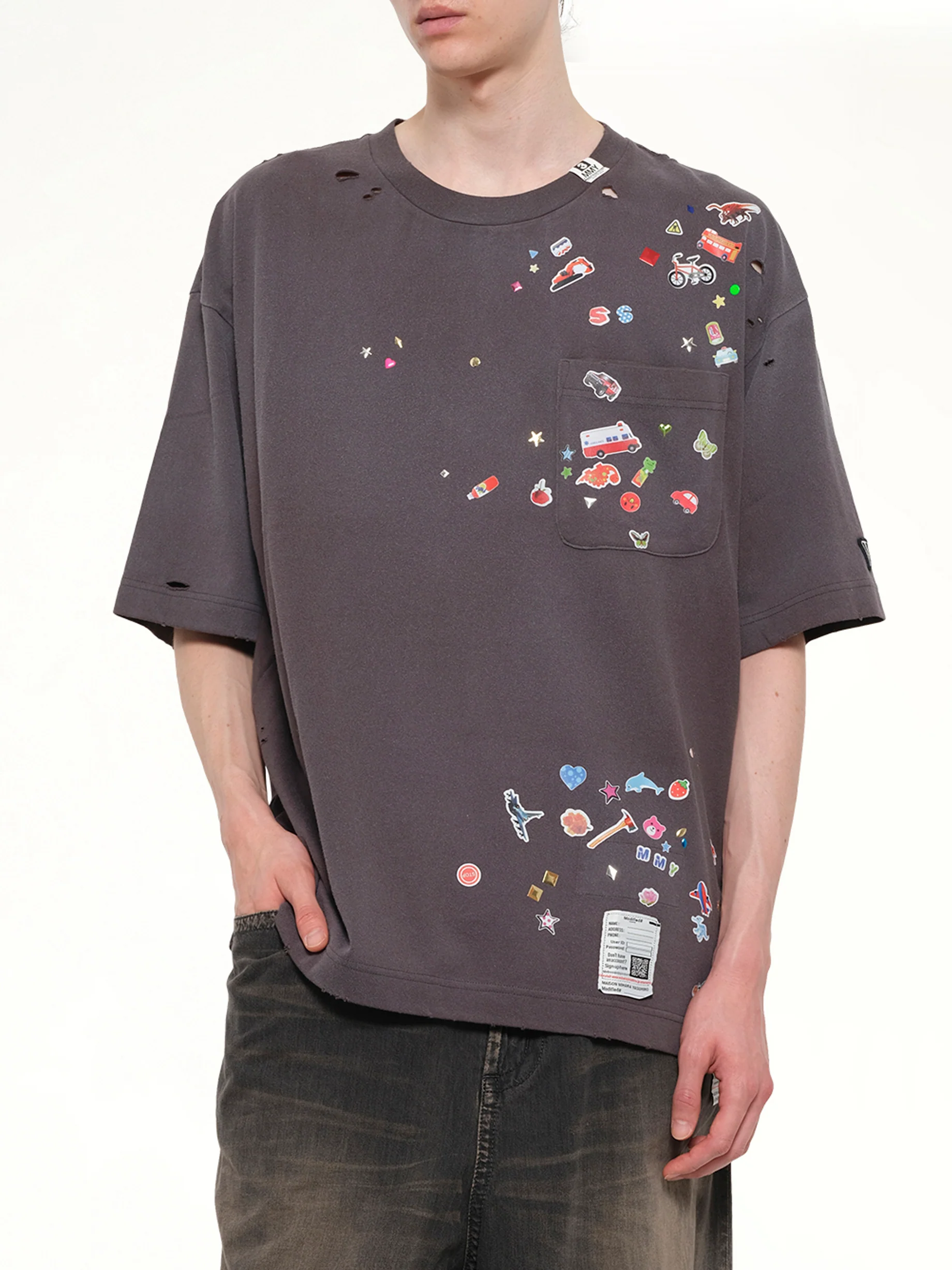 Kids Sticker T-Shirt in Black - Image 6