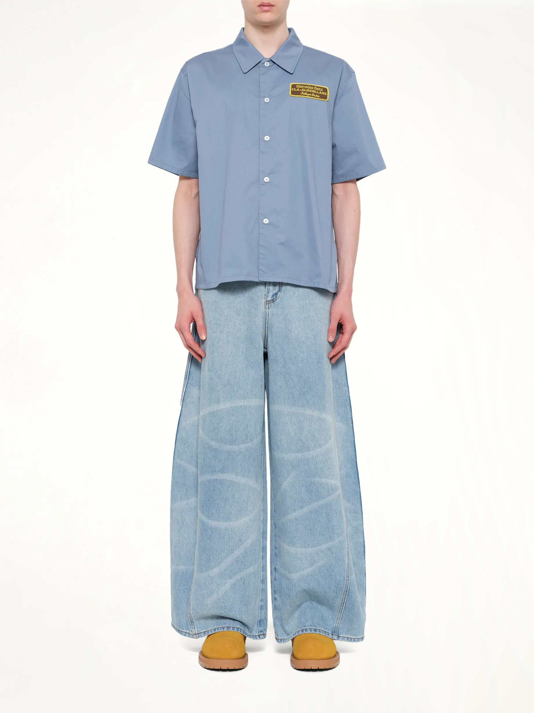Kidsuper X Mercedes Benz Cropped Work Shirt in Blue - Image 7
