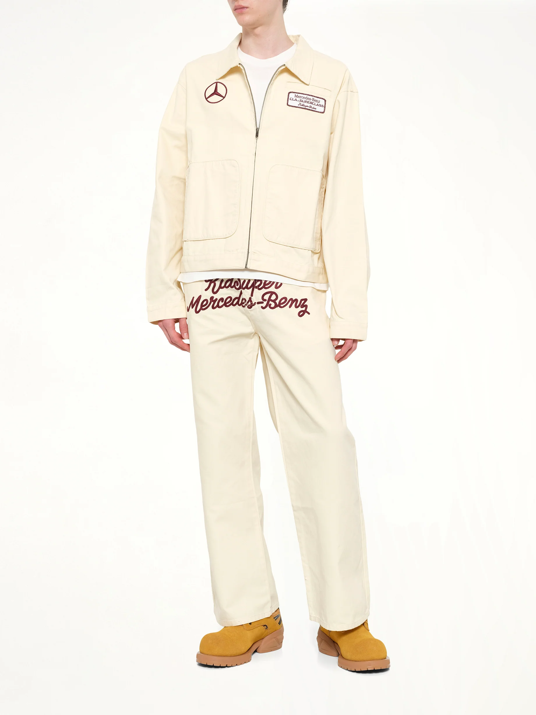 Kidsuper X Mercedes Benz Work Jacket in Cream - Image 4
