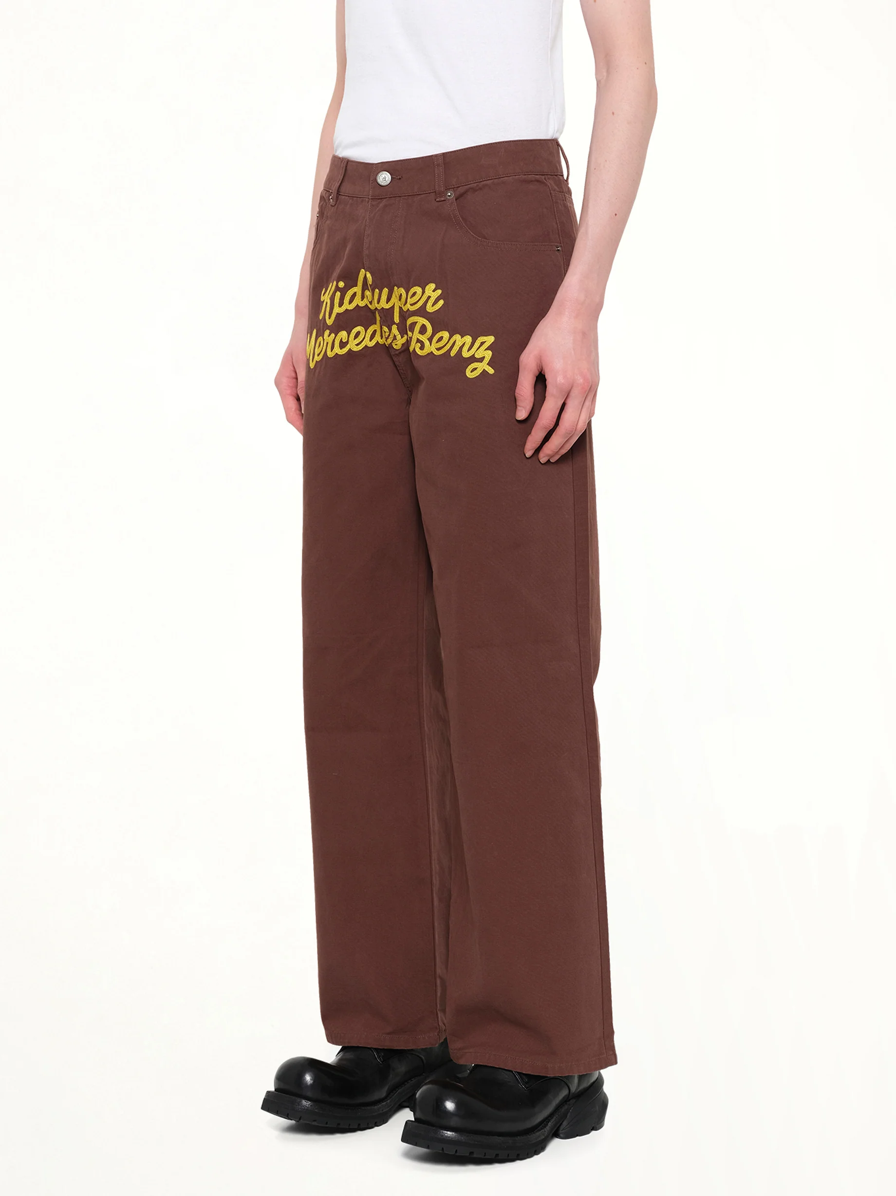 Kidsuper X Mercedes Benz Work Pants in Brown - Image 3