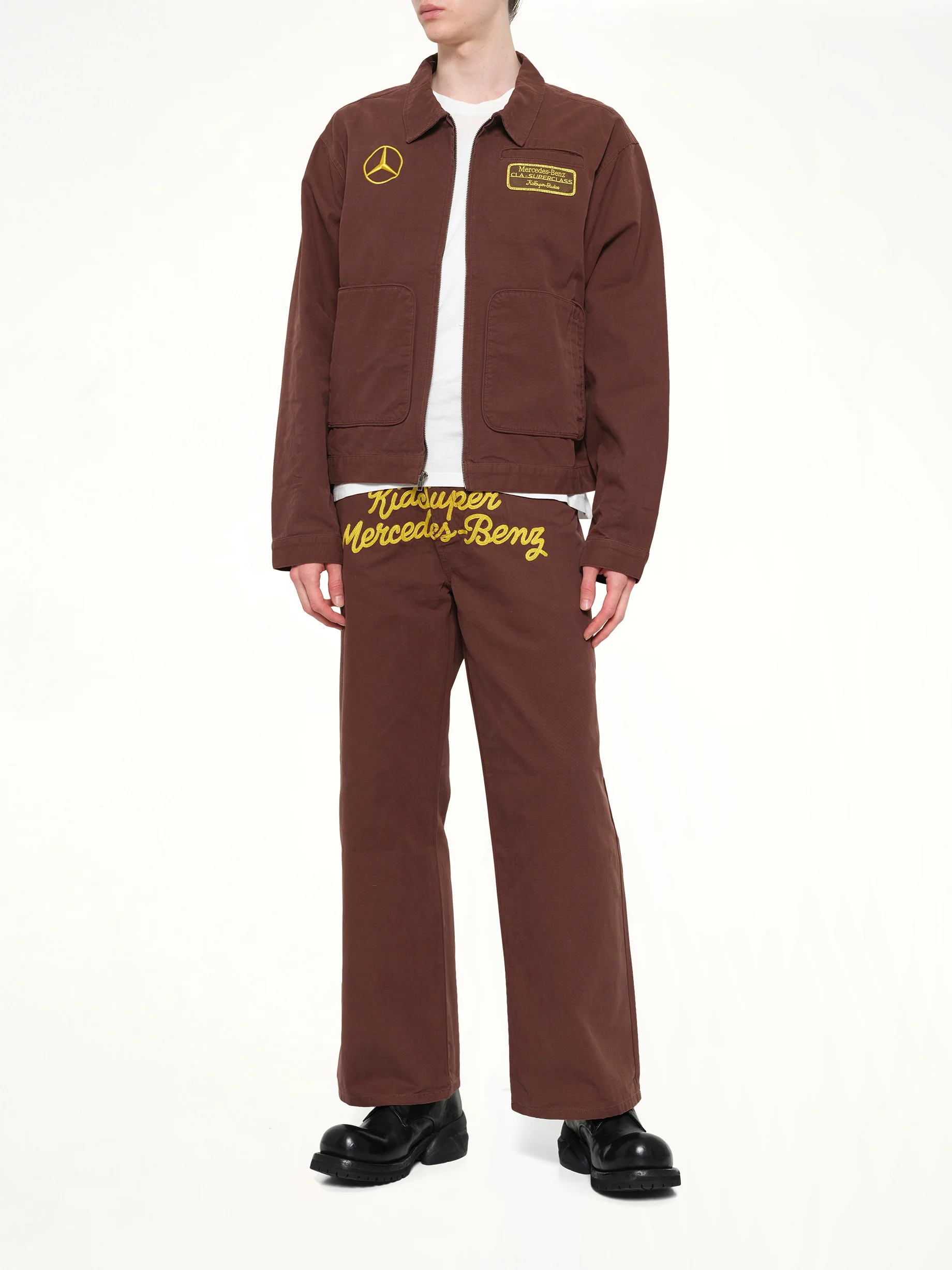 Kidsuper X Mercedes Benz Work Pants in Brown - Image 4
