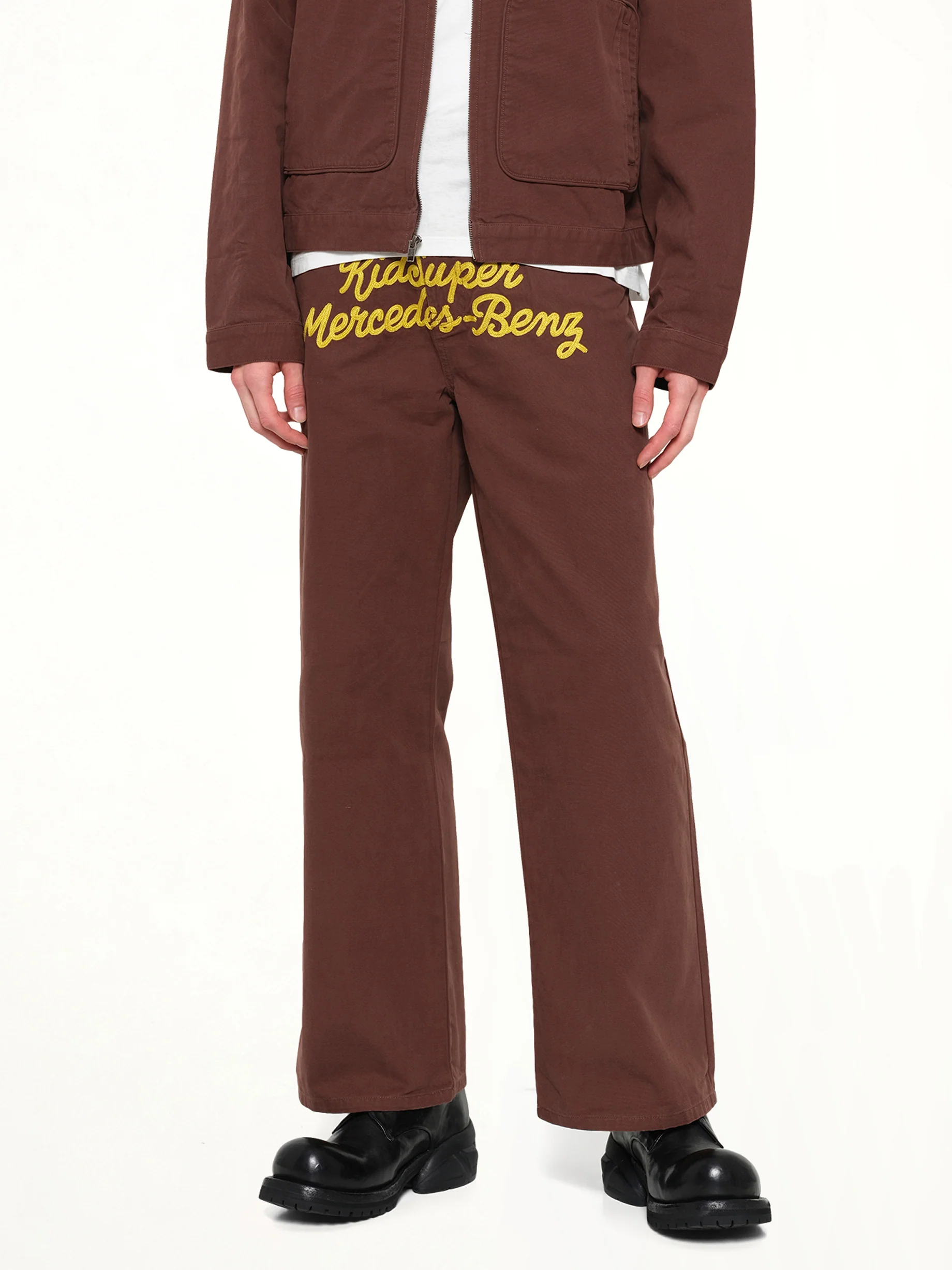 Kidsuper X Mercedes Benz Work Pants in Brown - Image 6