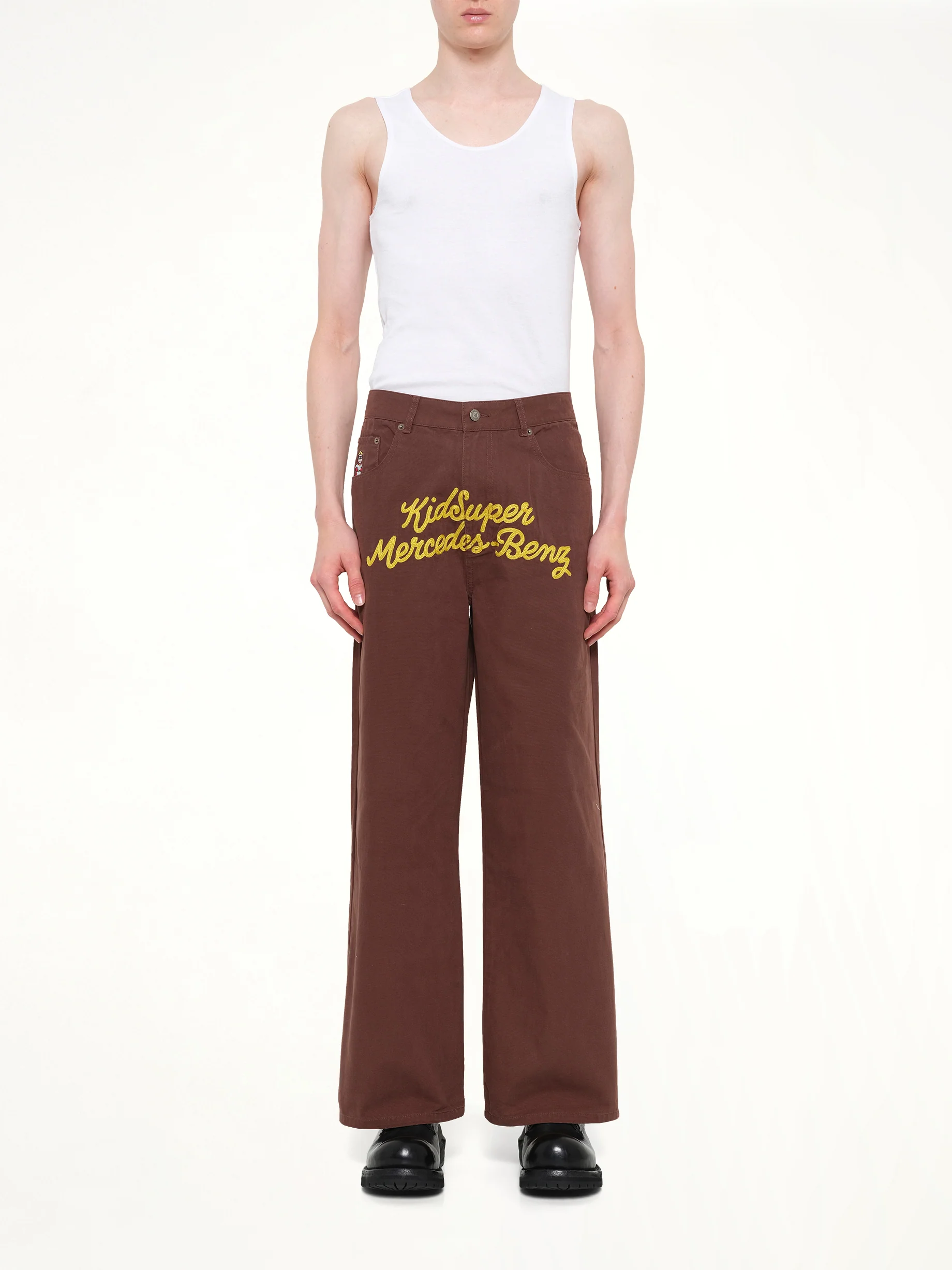 Kidsuper X Mercedes Benz Work Pants in Brown - Image 7