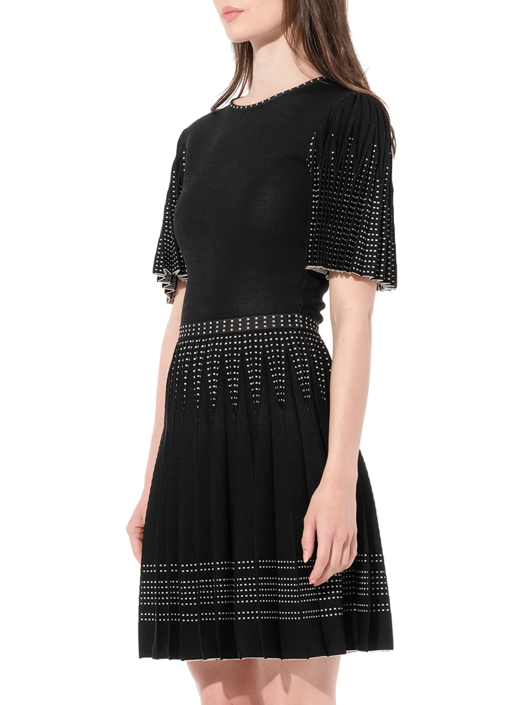 Knit Jacquard Dress in Black/White - Image 5