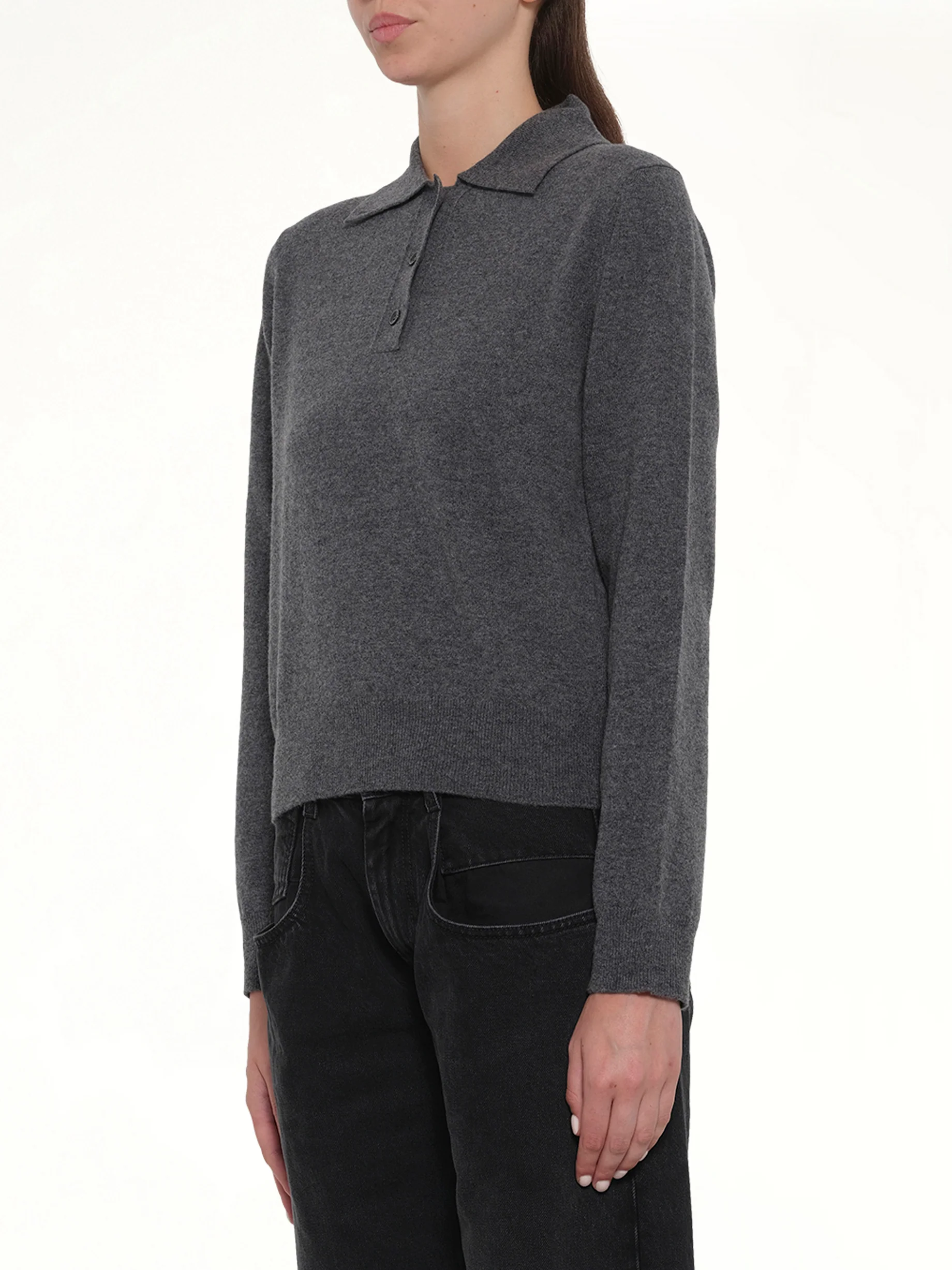 Knit Polo in Dark Grey - Image 3