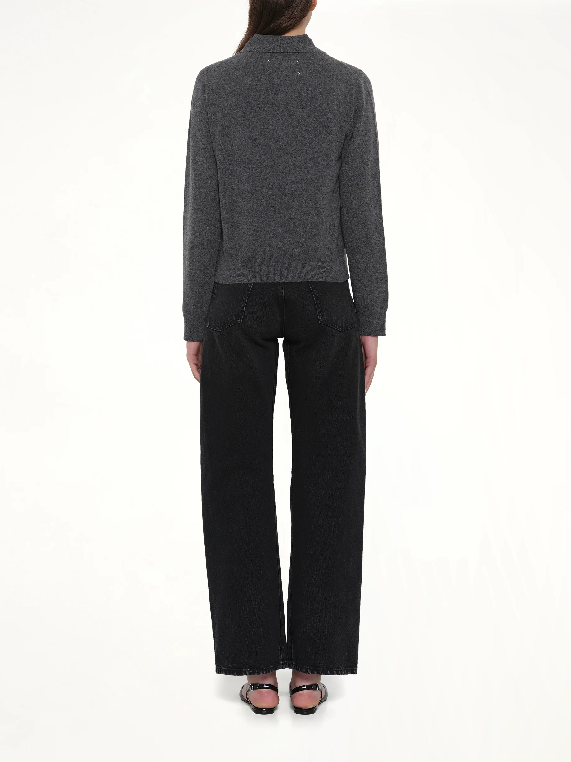 Knit Polo in Dark Grey - Image 5