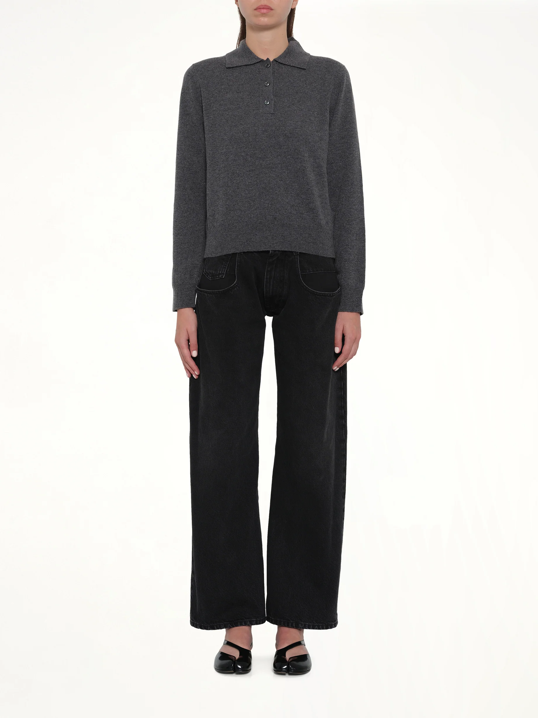 Knit Polo in Dark Grey - Image 7