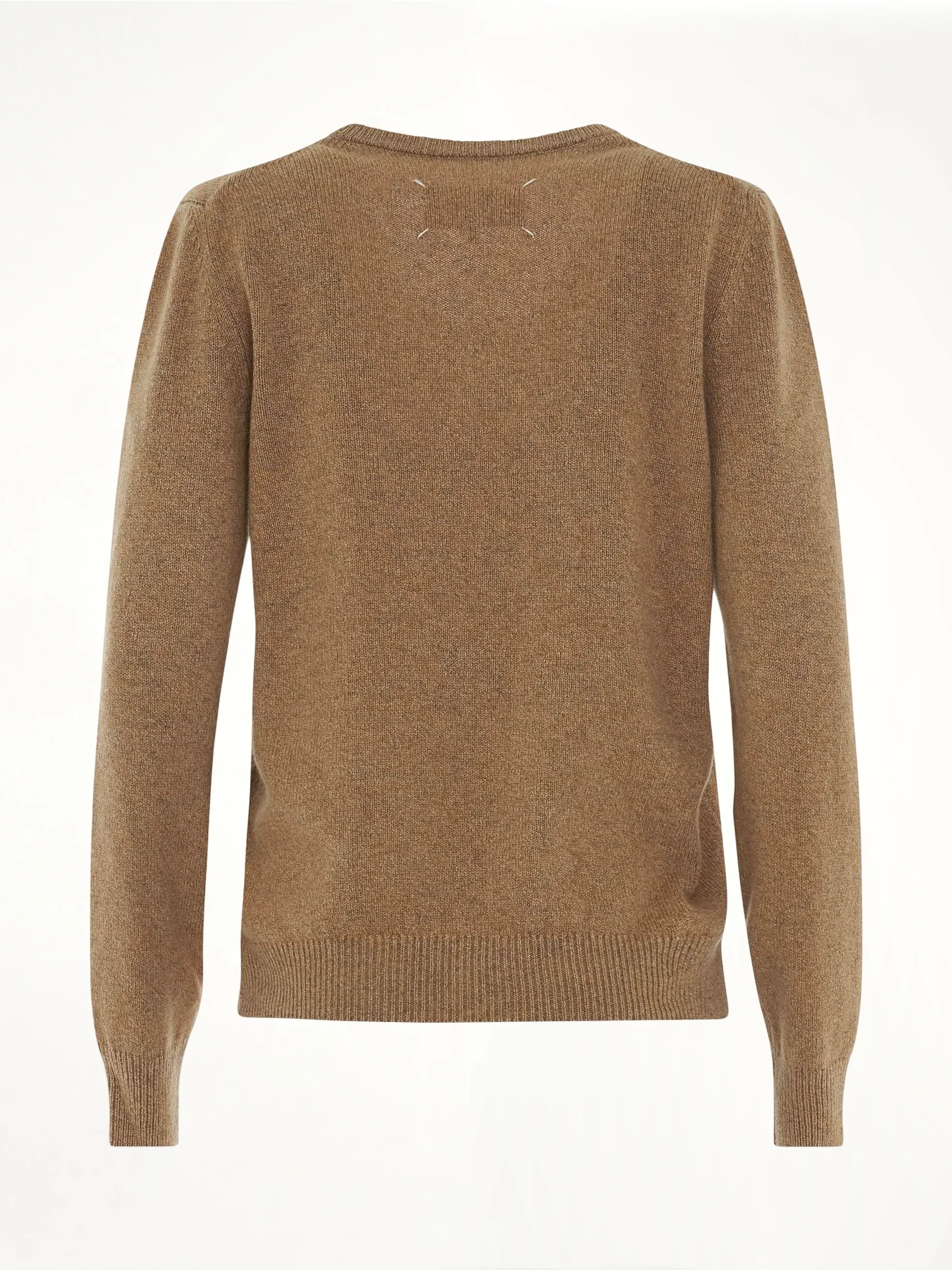 Knit V Neck Pullover in Beige - Image 4