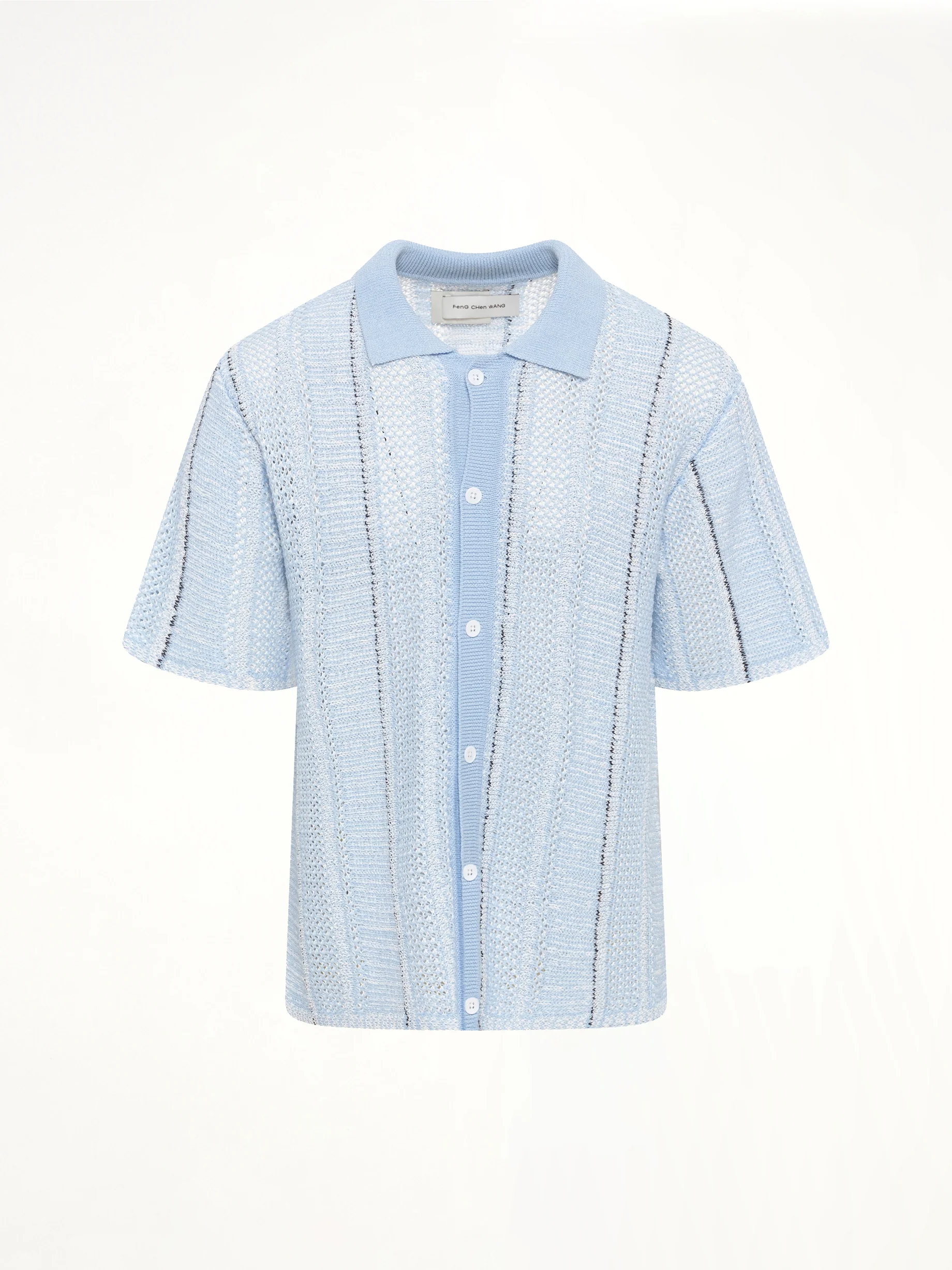 Knited Shirt in Blue Check - Image 2