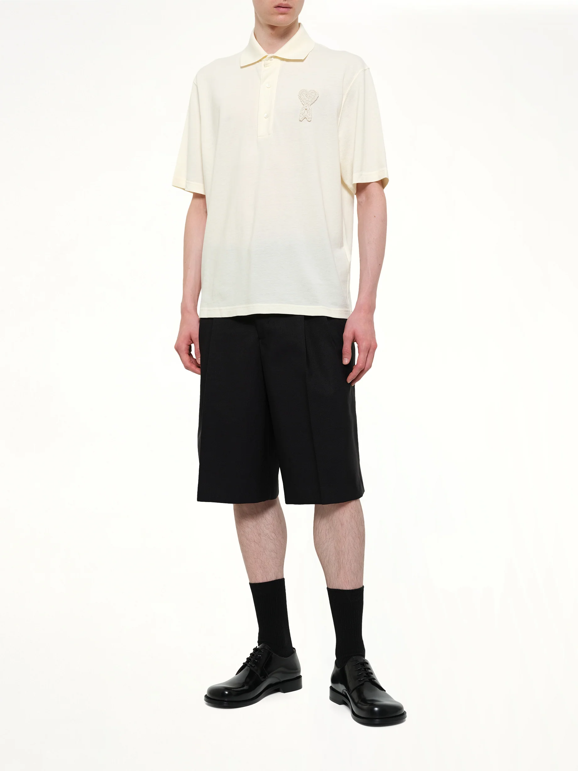 Knitted ADC Boxy Polo in Off White - Image 4