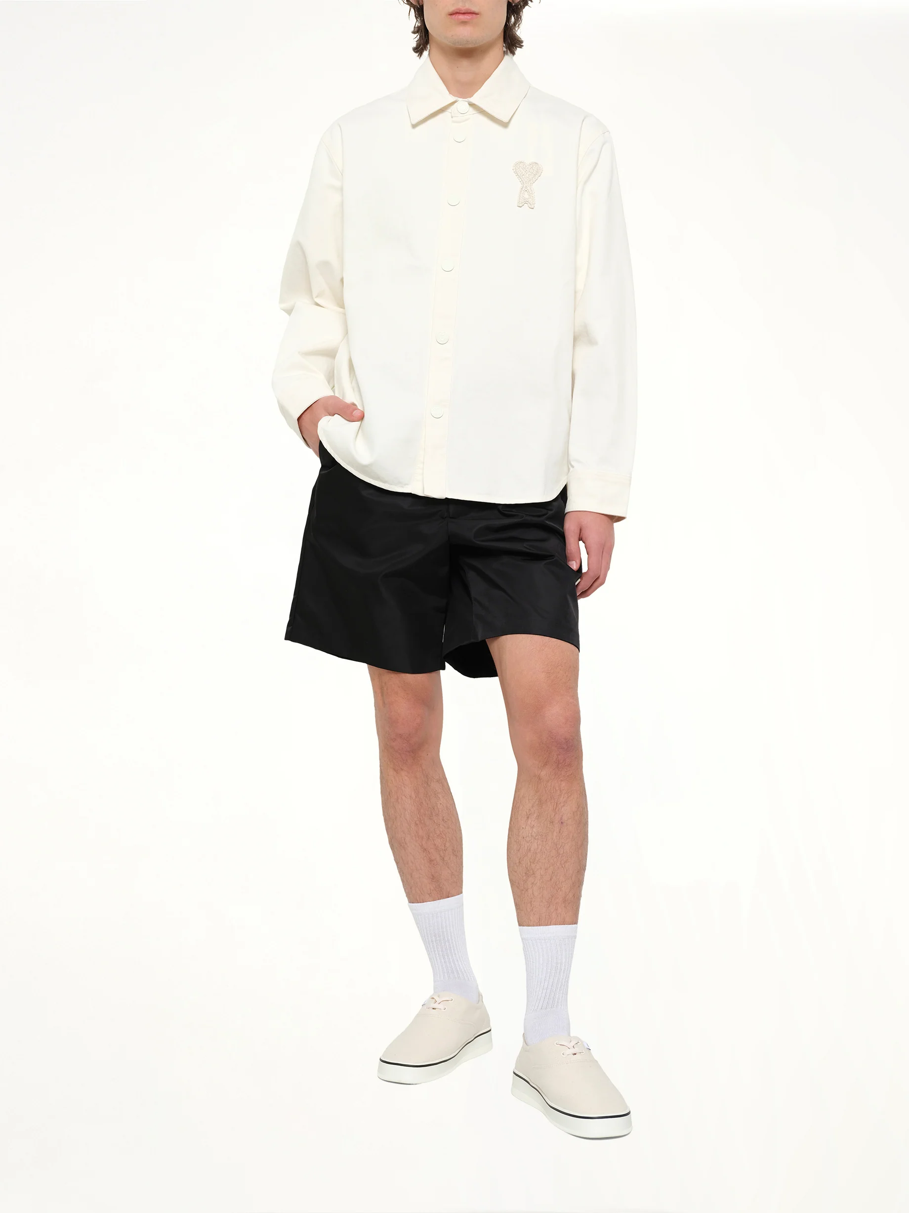 Knitted ADC Overshirt in Off White - Image 4