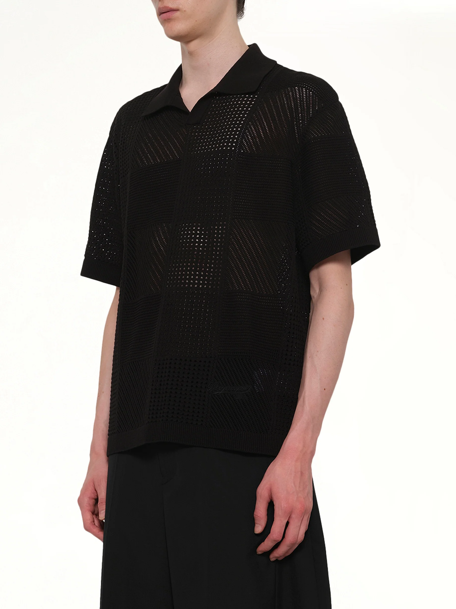 Knitted Shirt in Black - Image 3