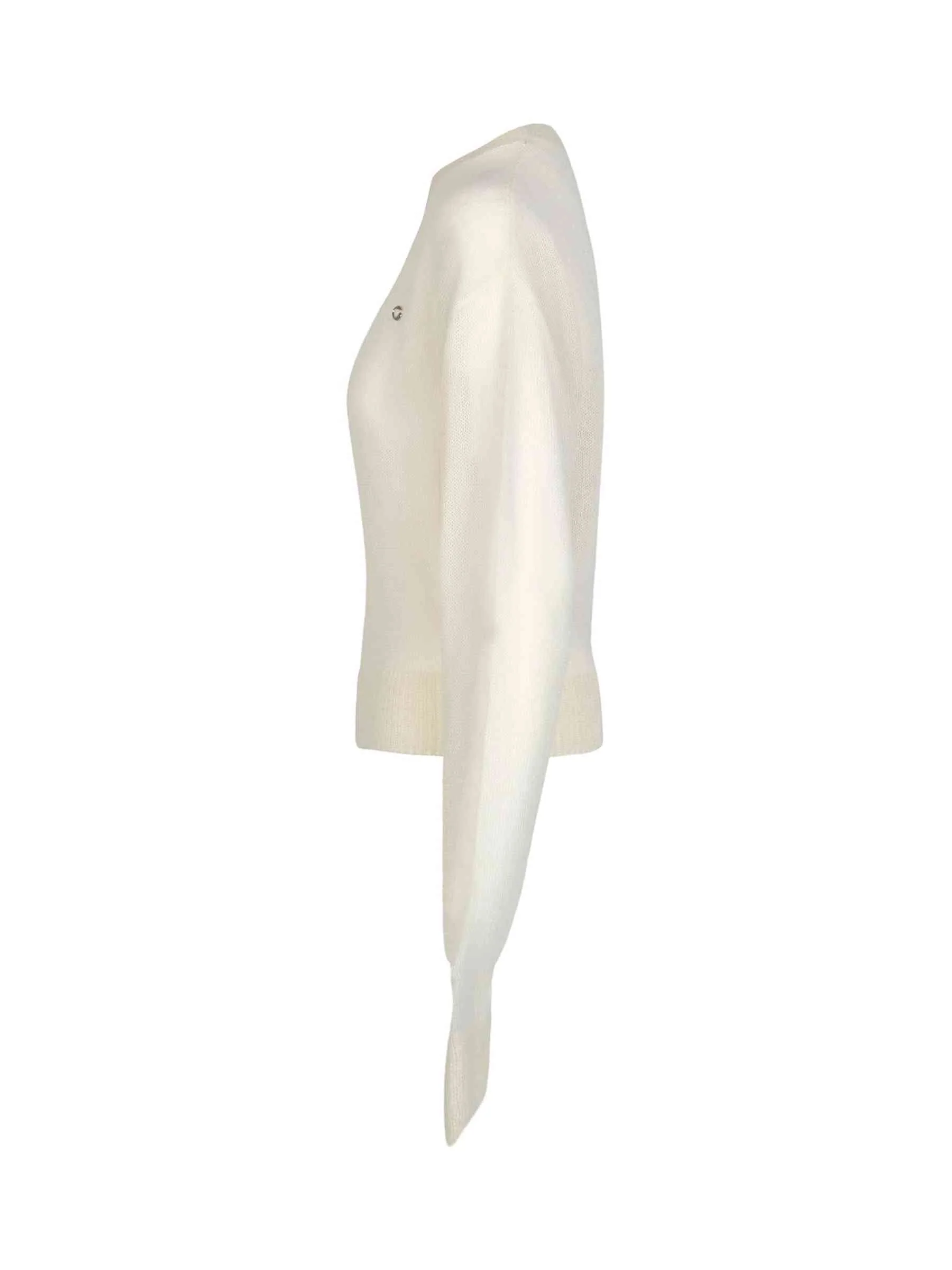 Knotted Sleeves Jumper in White - Image 3