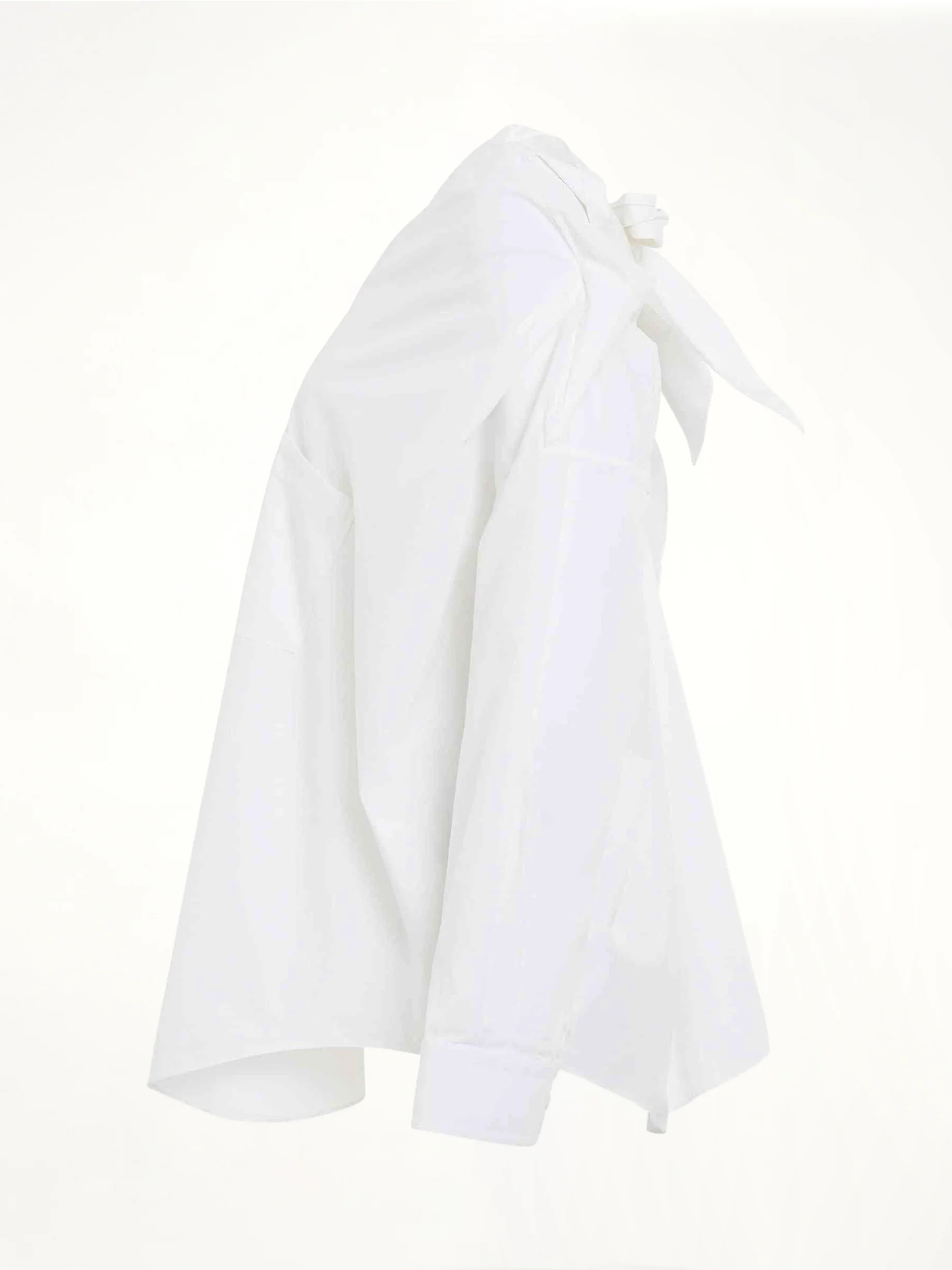 Knotted Vareuse Shirt in White - Image 3