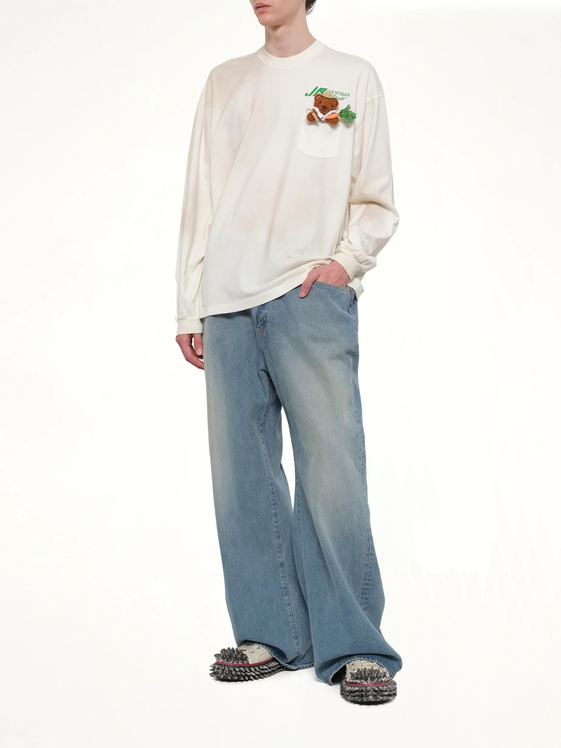 L/S T-Shirt With My Workwear Bear in White - Image 4