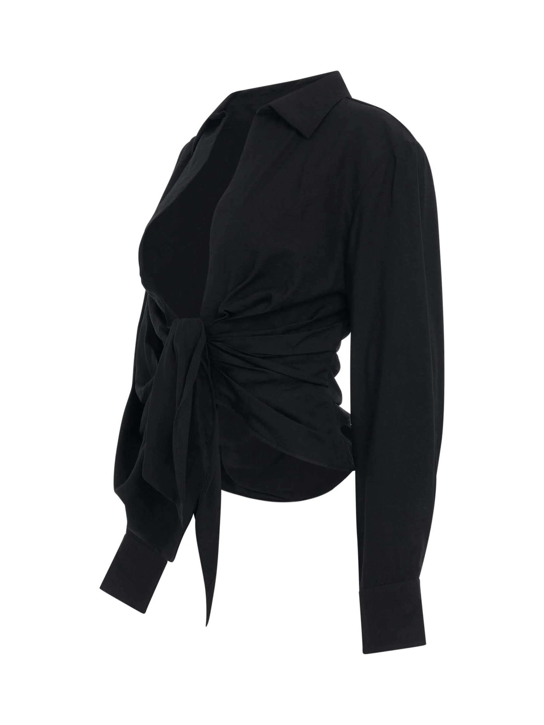 Bahia Tied Sash Shirt in Black - Image 2