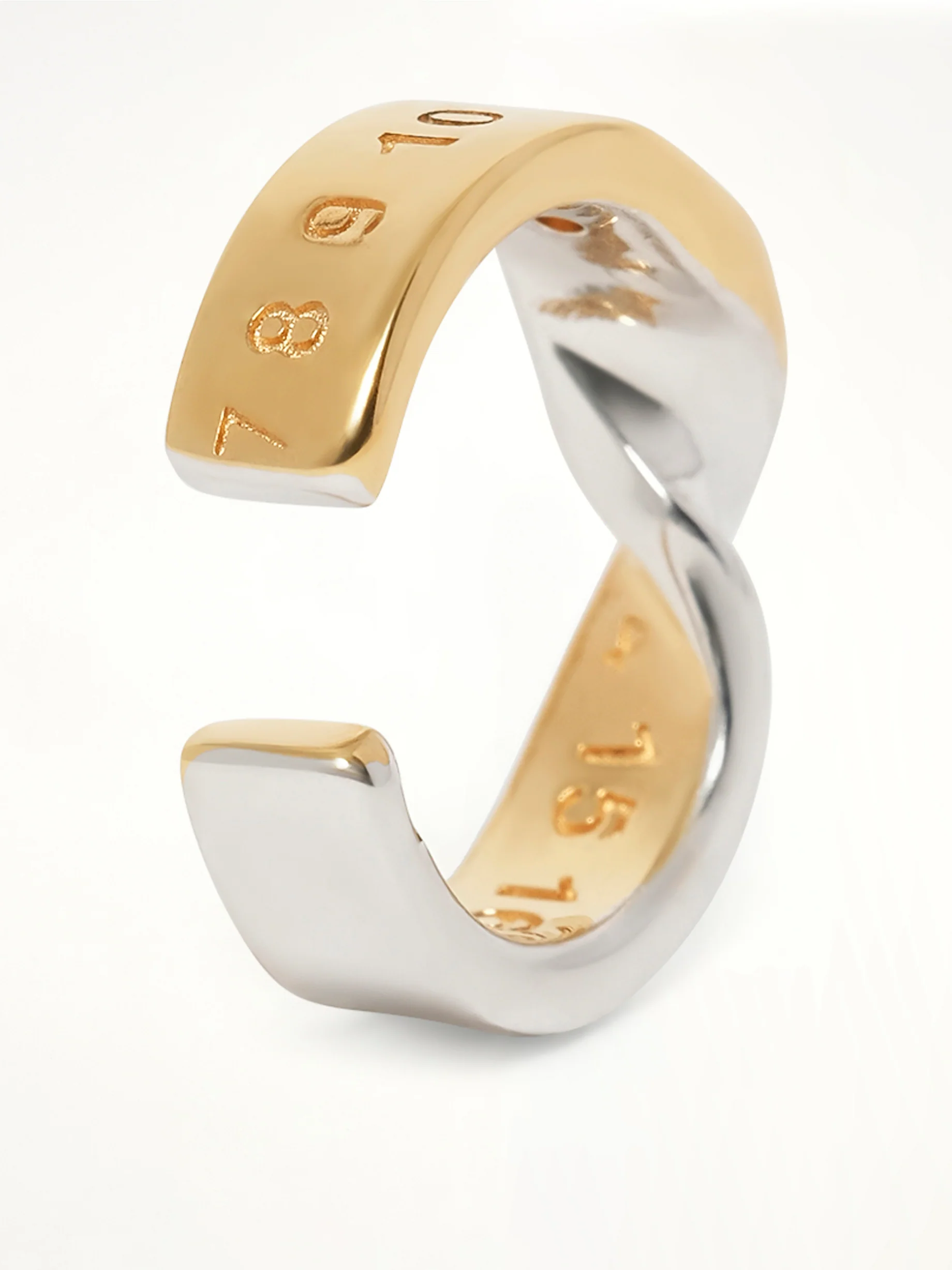 Lab-Grown Diamond Numbers Earcuff 4mm in Gold Coated Silver - Image 2