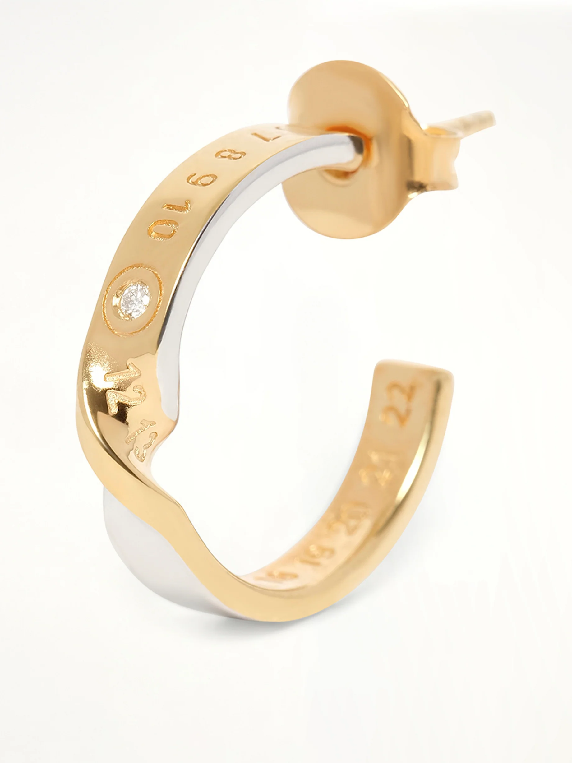 Lab-Grown Diamond Numbers Earrings 4mm in Gold Coated Silver - Image 2