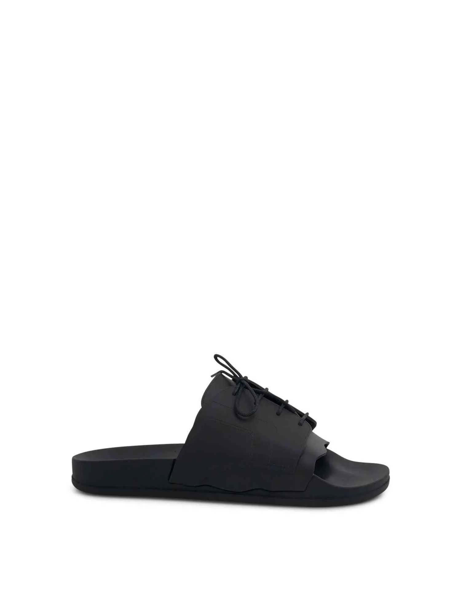 Lace Up Pool Slides in Black