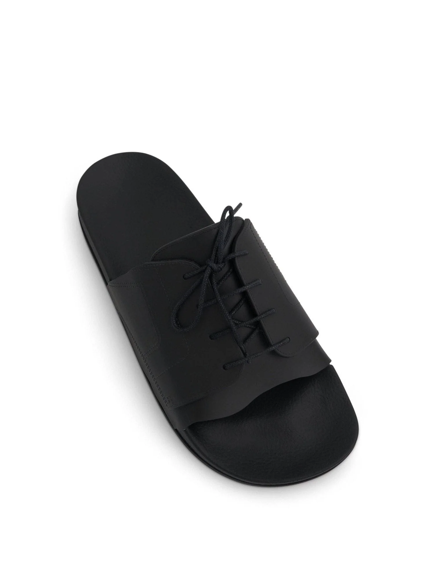 Lace Up Pool Slides in Black - Image 3