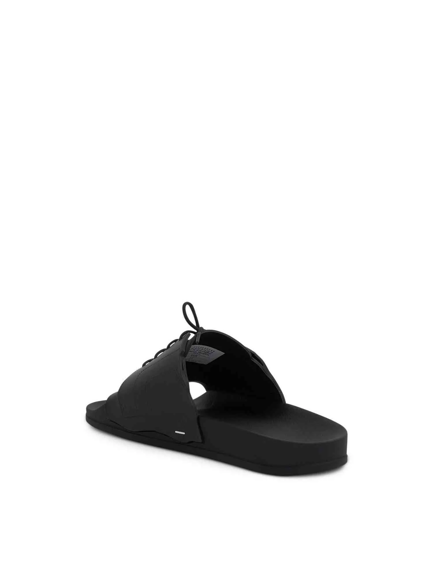 Lace Up Pool Slides in Black - Image 4