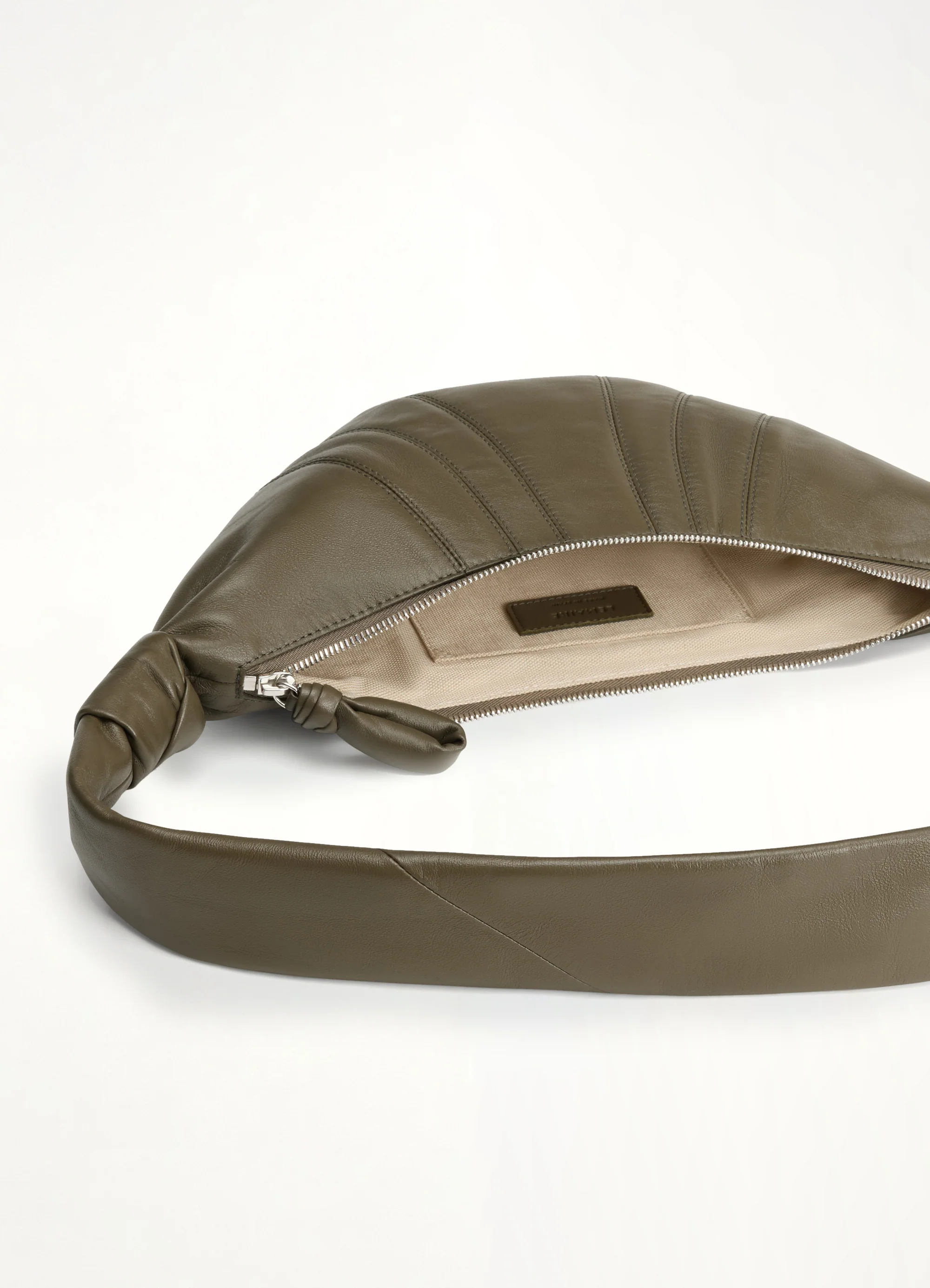 Lambskin Small Croissant Bag in Dark Khaki - Image 3