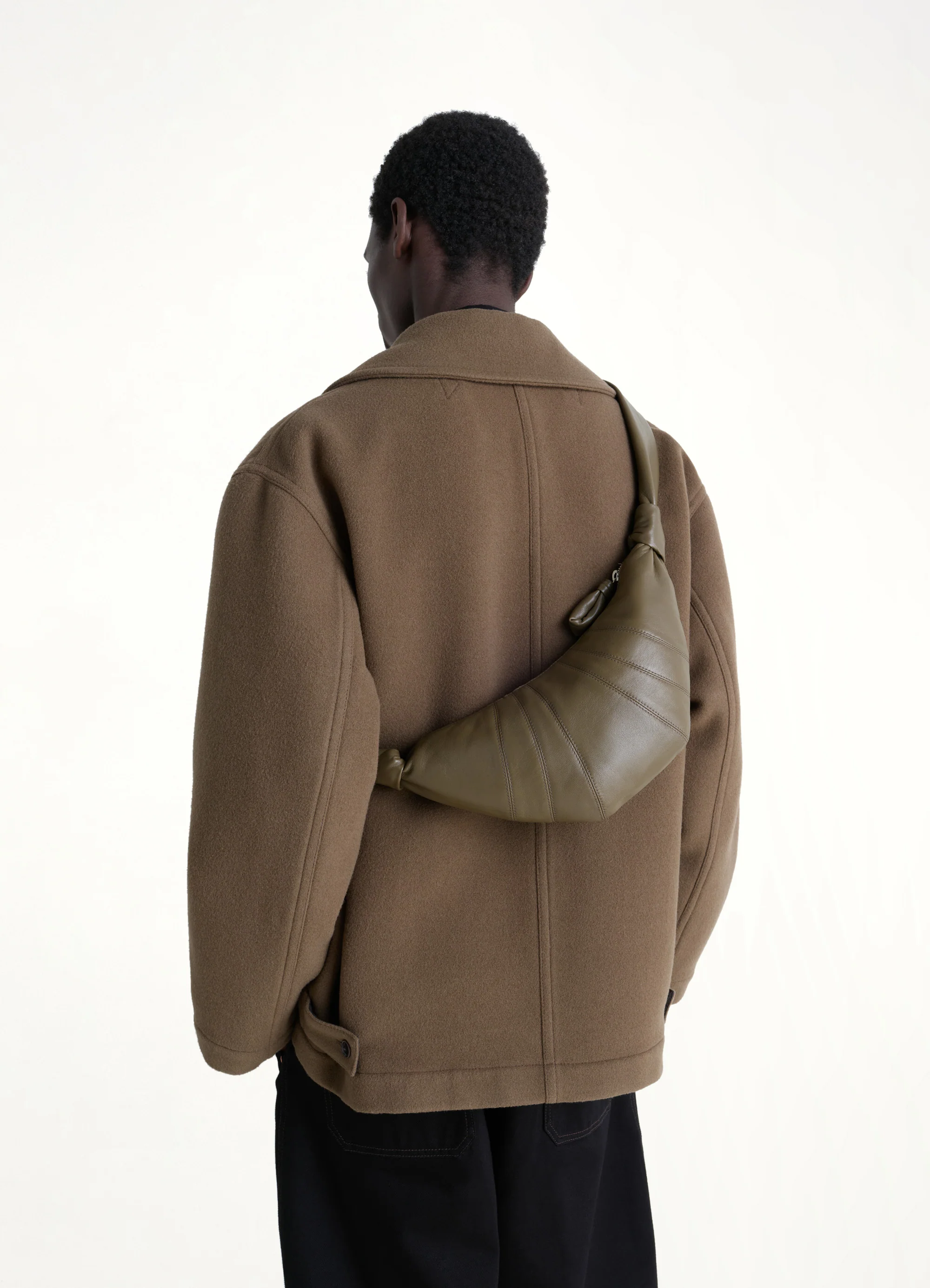 Lambskin Small Croissant Bag in Dark Khaki - Image 4